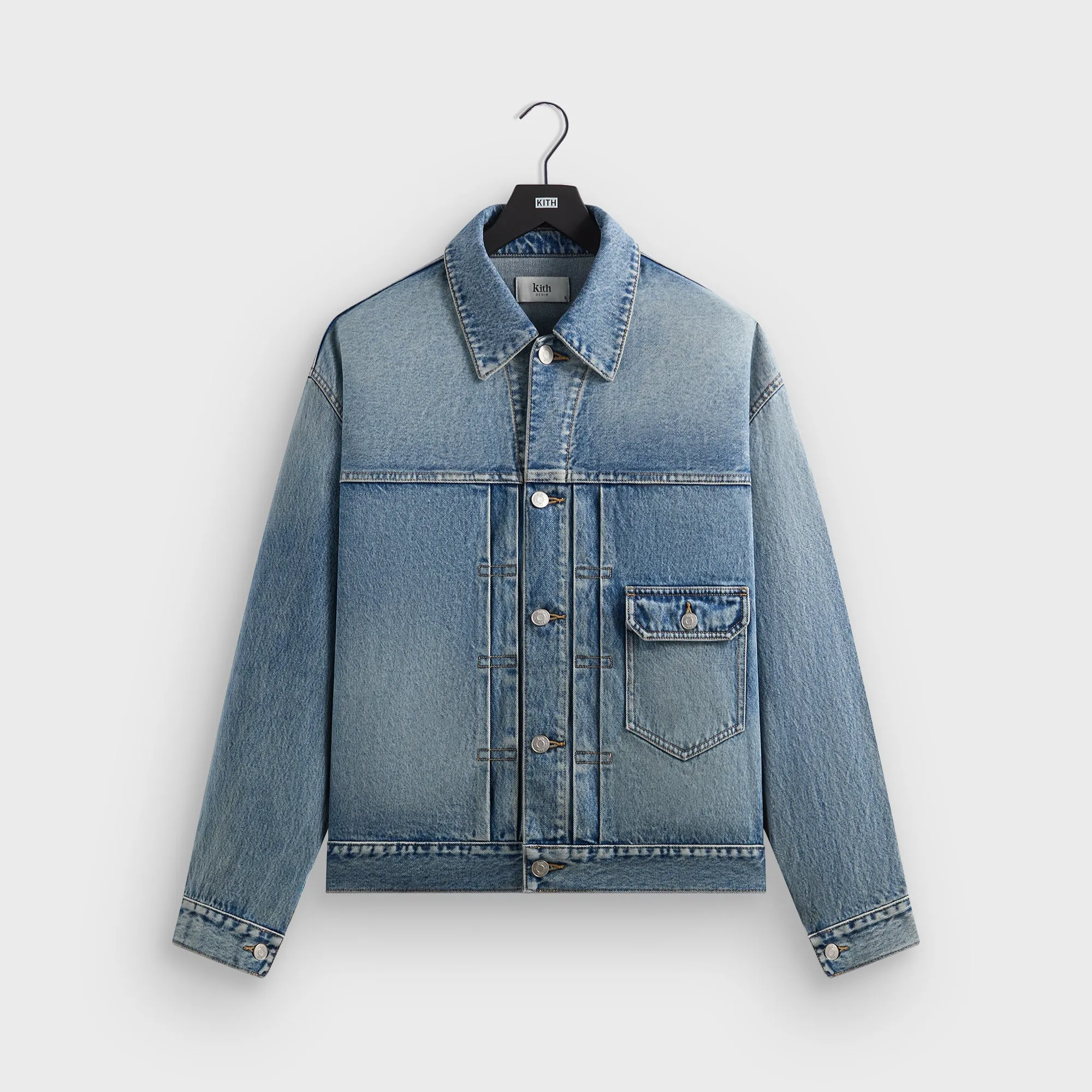 Binding Tape Comfortable Robot Kith Alonzo Denim Jacket - Mid Indigo