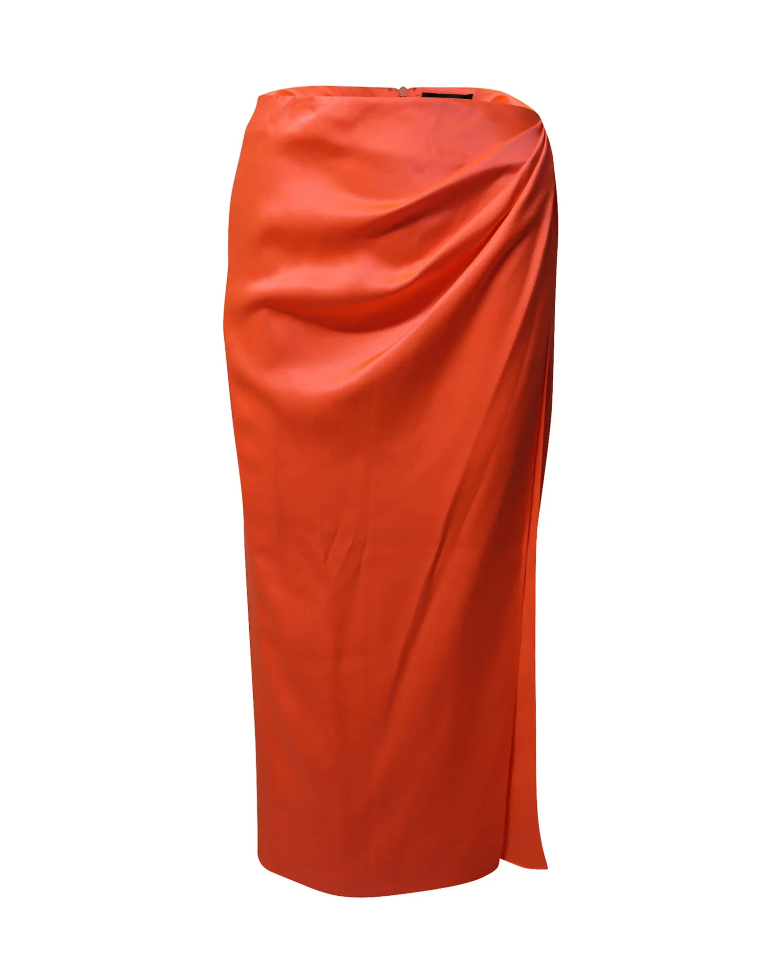 Jupe mi-longue drapée David Koma en soie orange