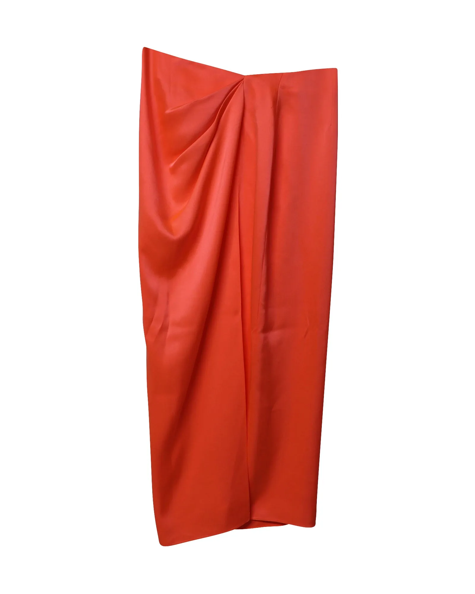 Jupe mi-longue drapée David Koma en soie orange
