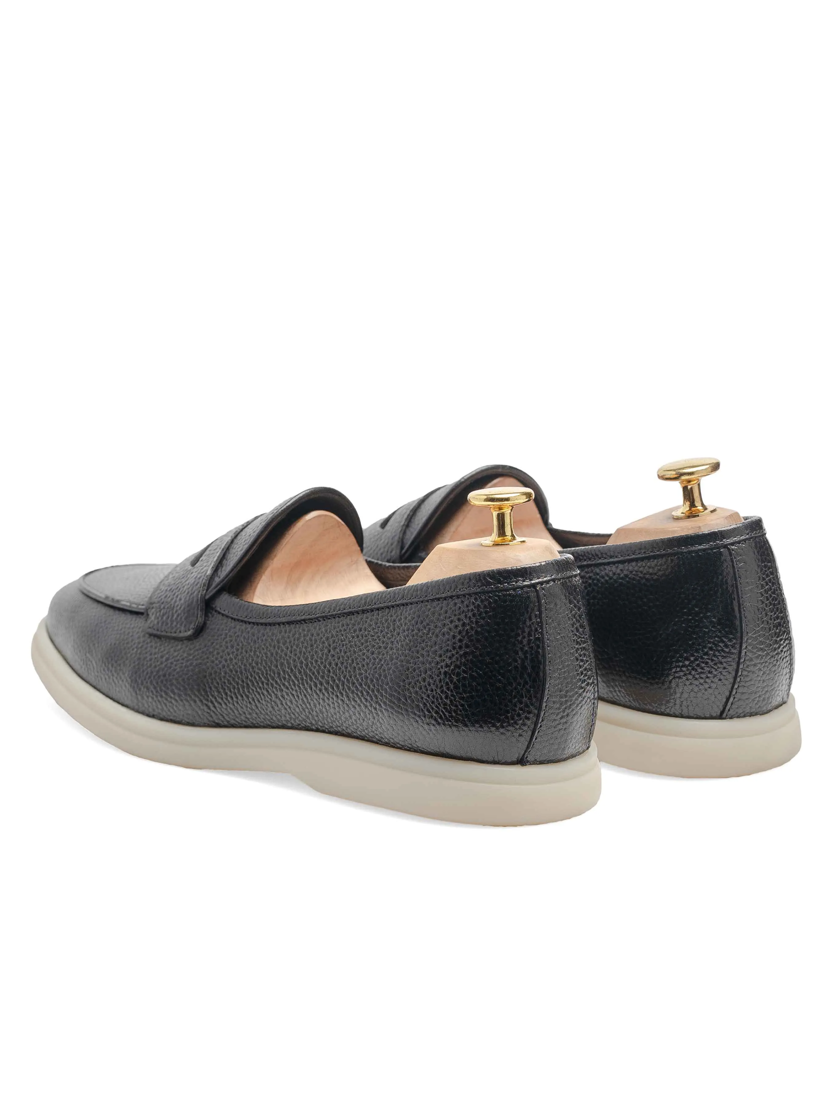 Unleash Your Power Pietro Belgian Loafer - Black Pebble Grain Leather (Soflex Sole)