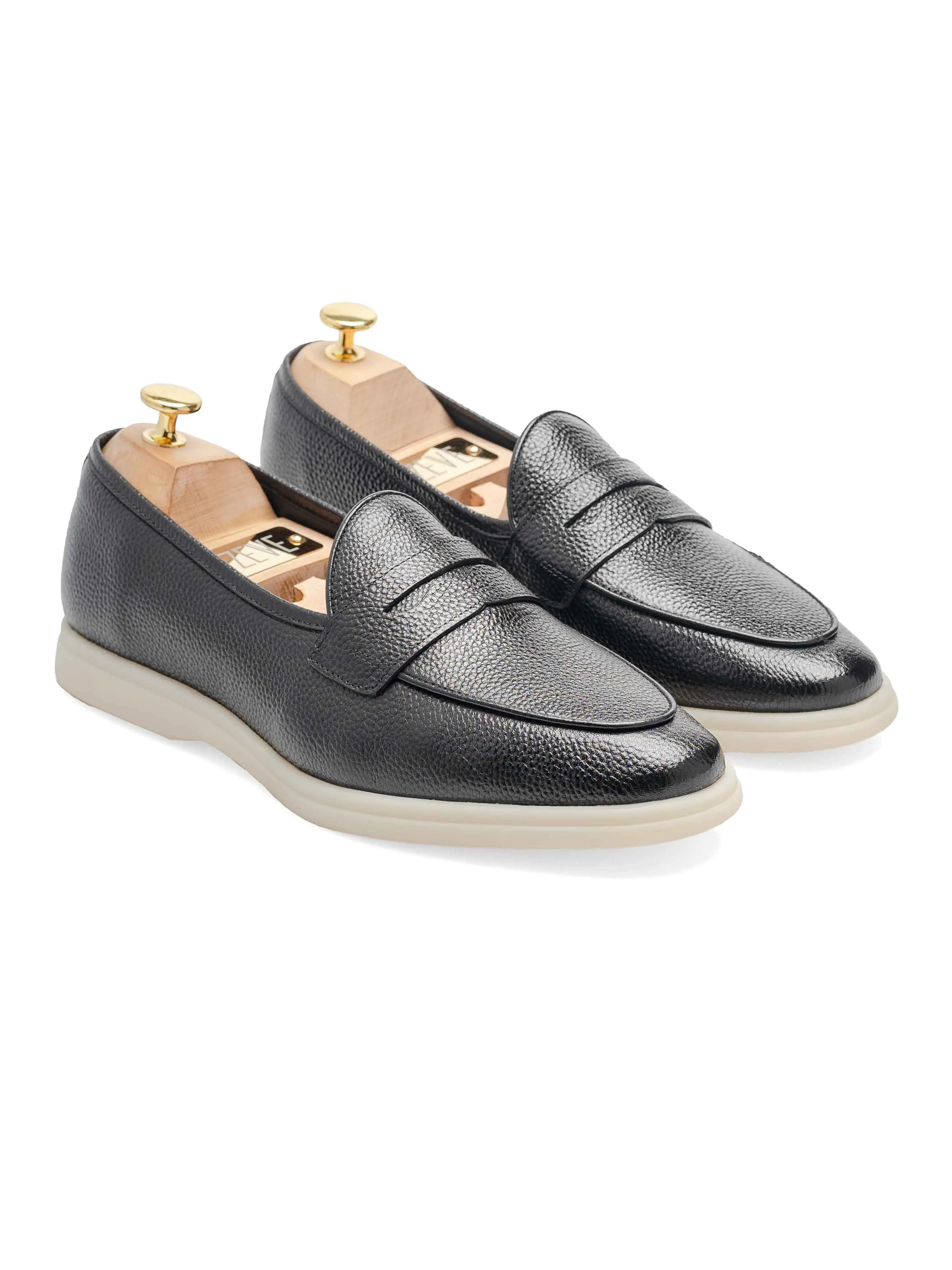 Pietro Belgian Loafer - Black Pebble Grain Leather (Soflex Sole) Autumn Sale