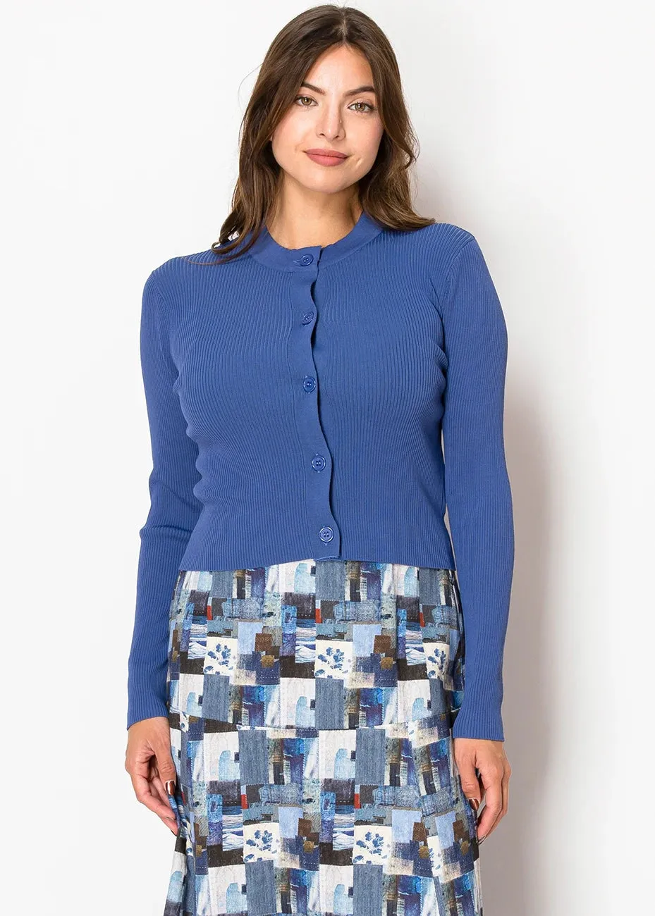 Cardigan en tricot bleu foncé