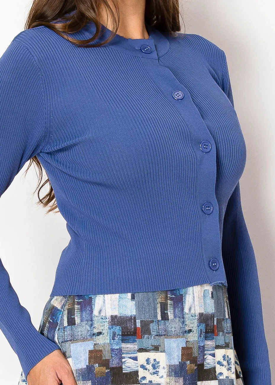 Cardigan en tricot bleu foncé