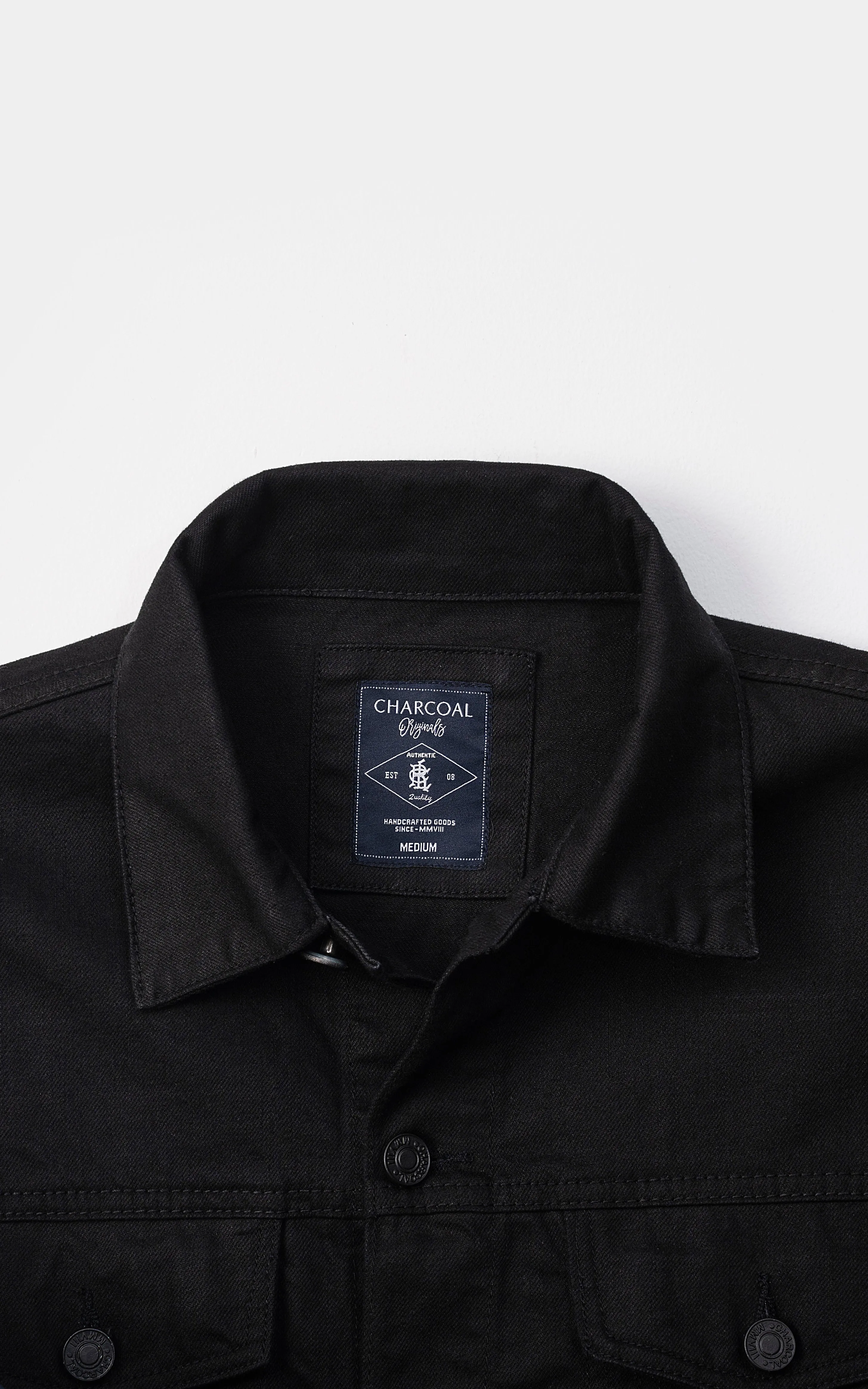 Comfort Leather Resin-Cast Denim Full Sleeve Jacket Black