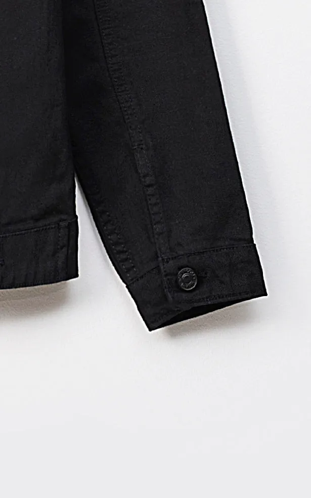 Denim Full Sleeve Jacket Black Lightweight Straps Straps Slip-On Complementary