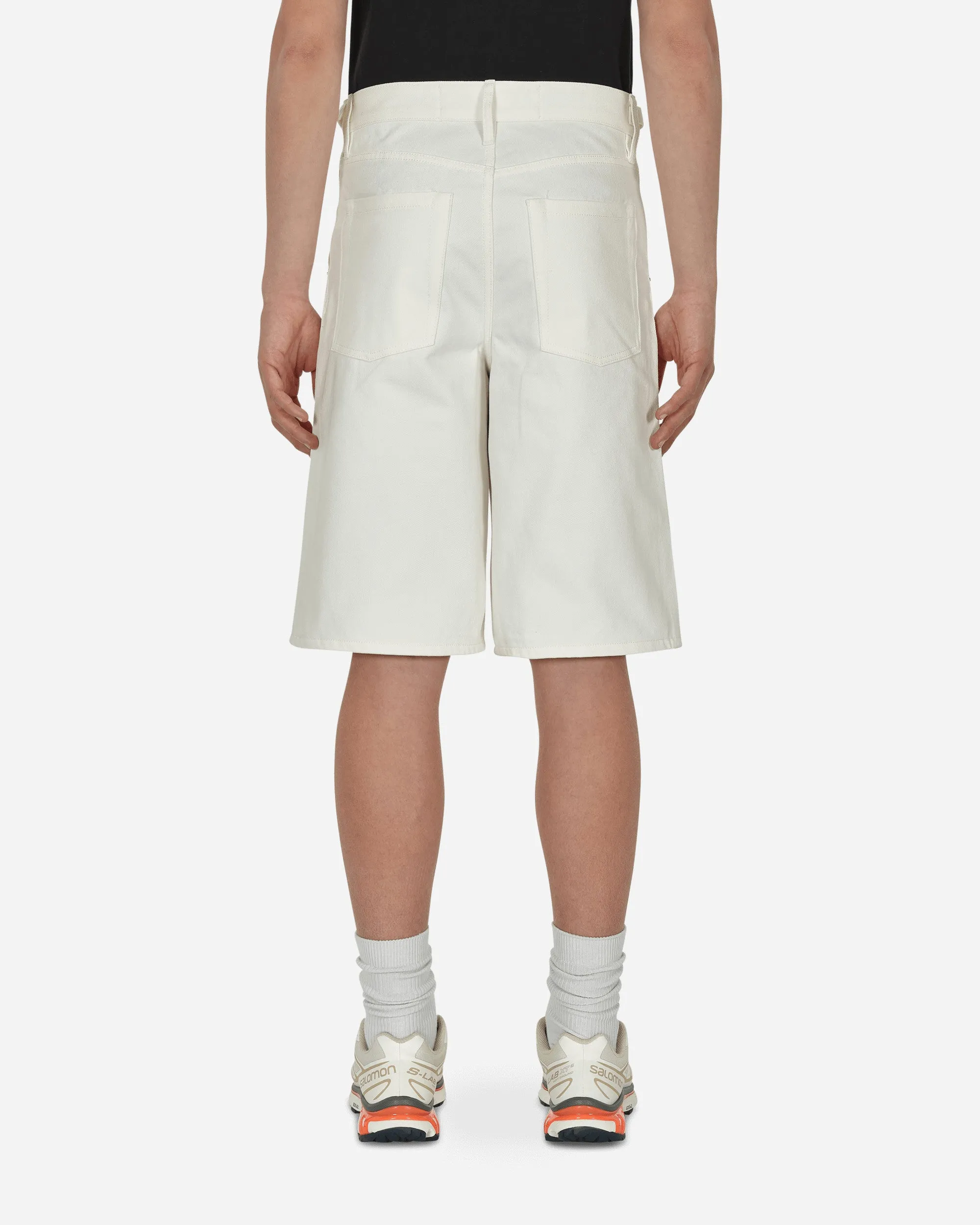 Comfortable Fit Throughout The Body Beaded Filling Denim Shorts White