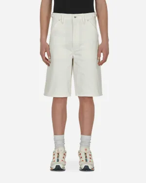 Slim Fit Construction Denim Shorts White