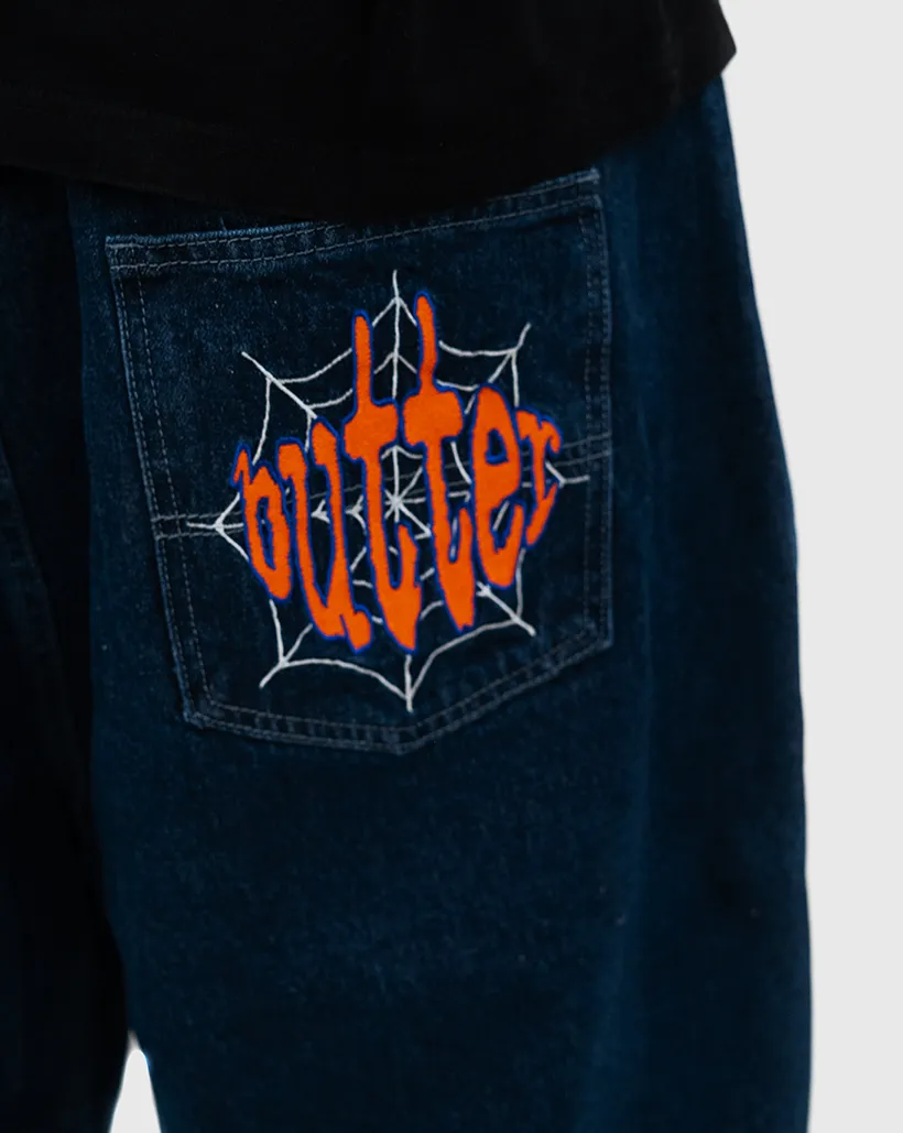Butter Goods Spider Denim Shorts - Dark Indigo Padded - Shoulders Fine Wool