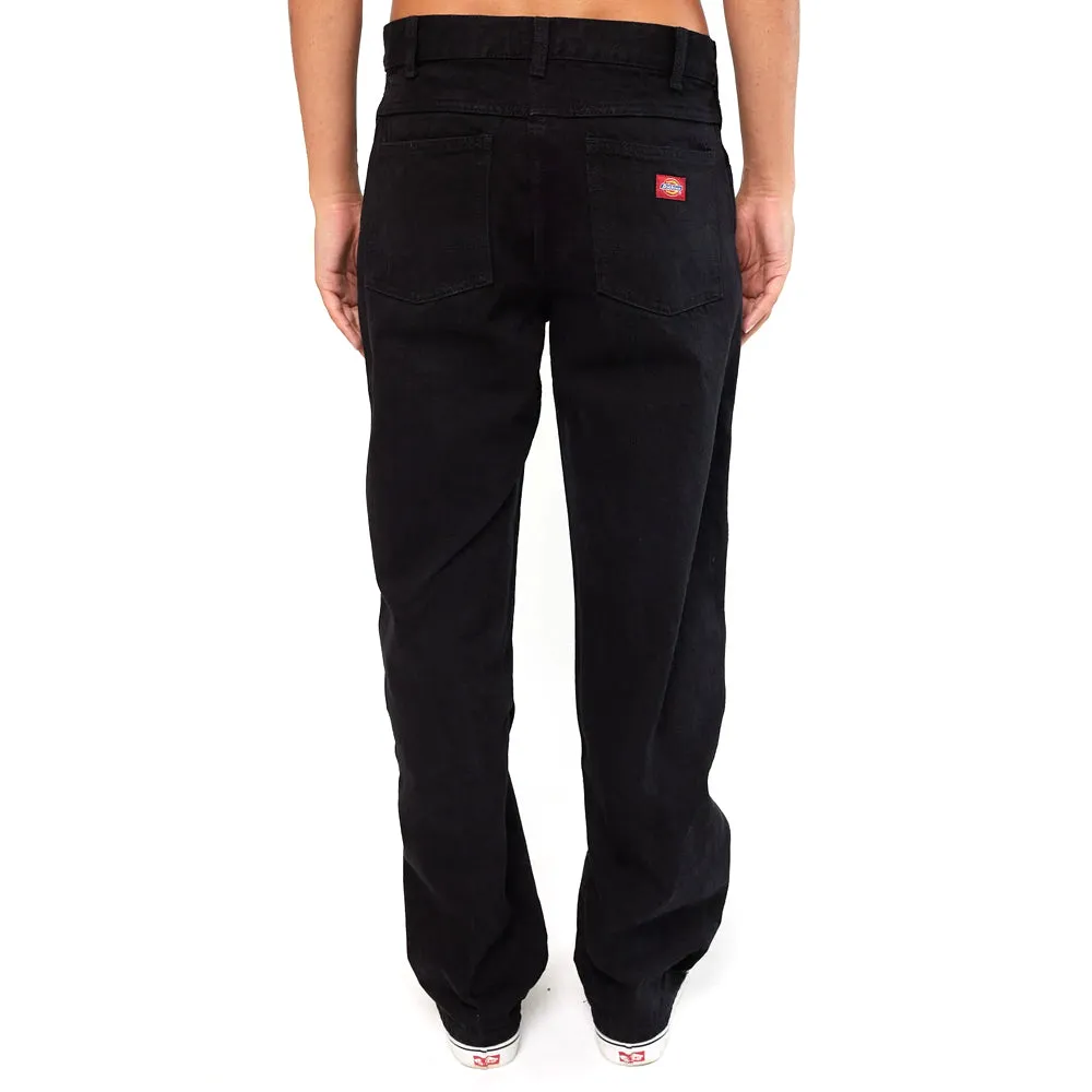Dickies - 13293 Jean décontracté coupe droite 5 poches en denim noir lavé
