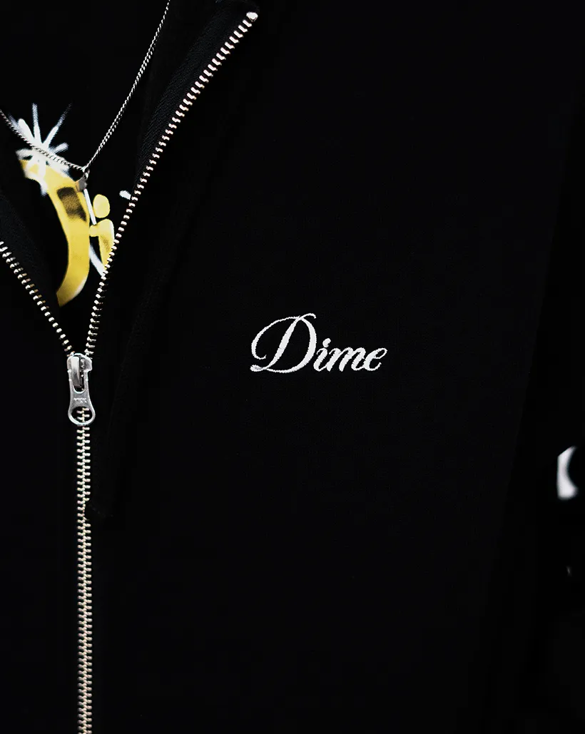 Comfortable Sufficient Dime Cursive Zip Hoodie - Black