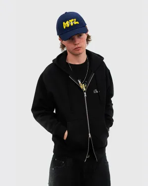 Comfortable Eccentric Thoughtful Dime Cursive Zip Hoodie - Black