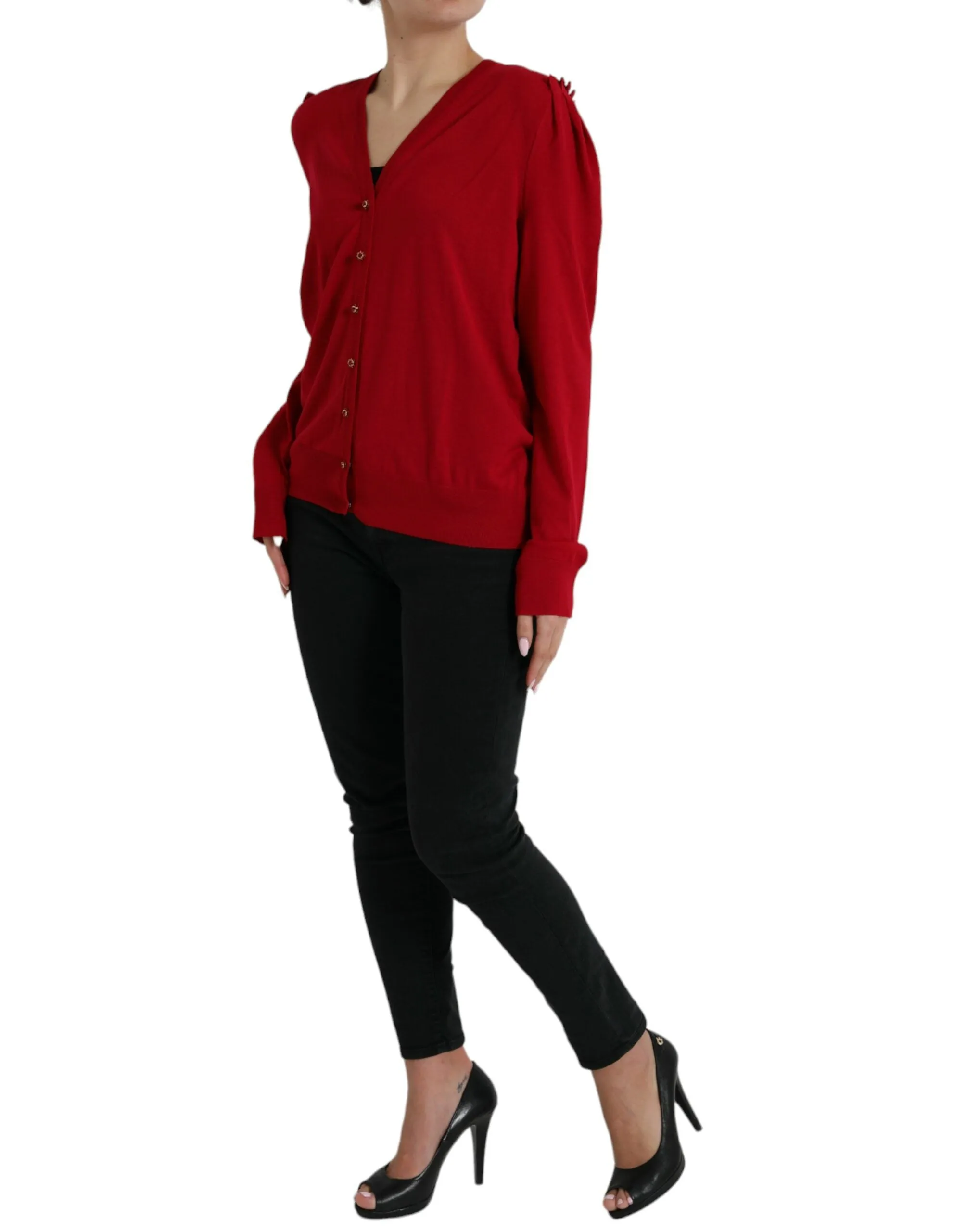 Cardigan élégant pour femme en laine à col en V Dolce & Gabbana