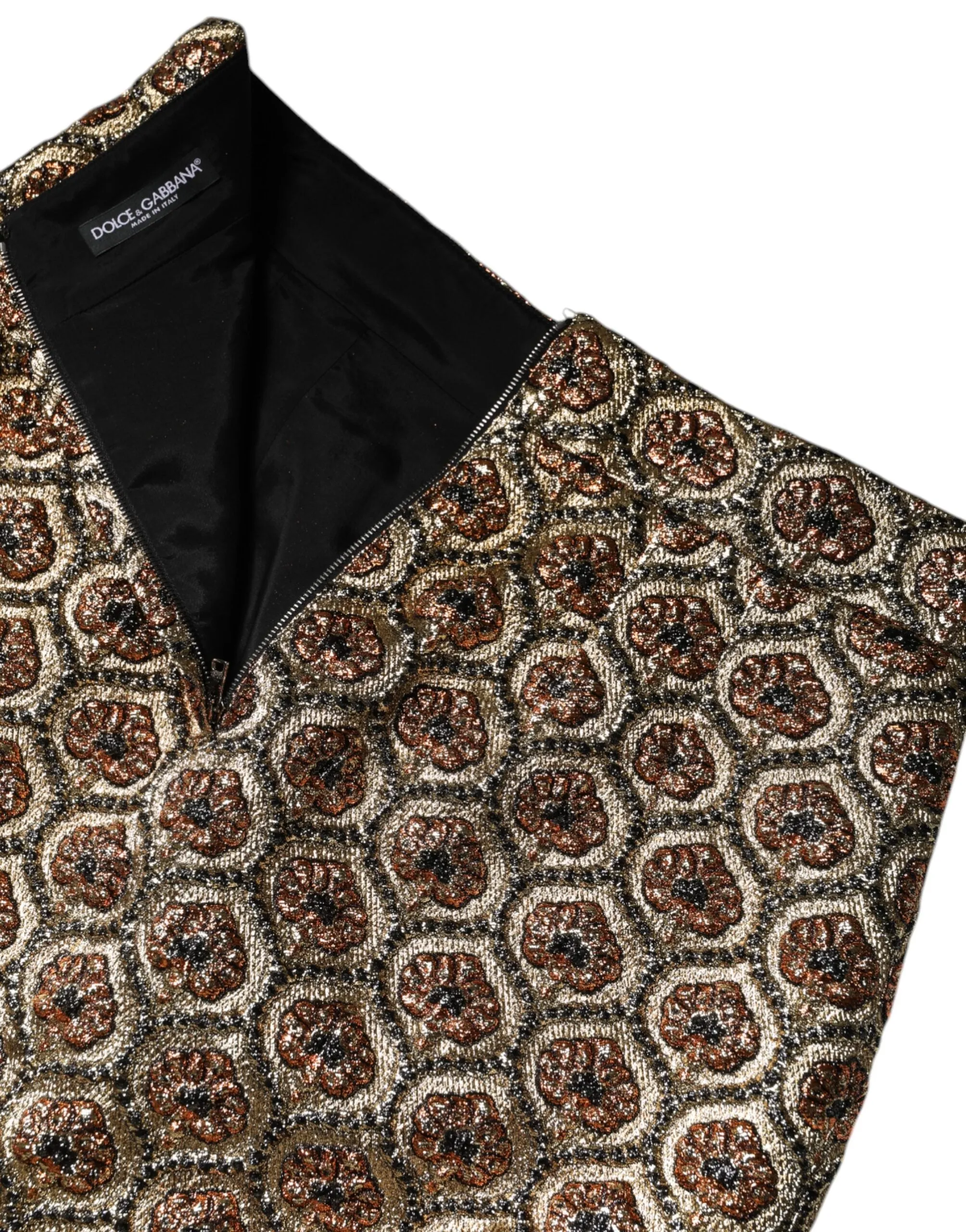 Jupe mini ligne A en brocart polyester Dolce & Gabbana pour femme