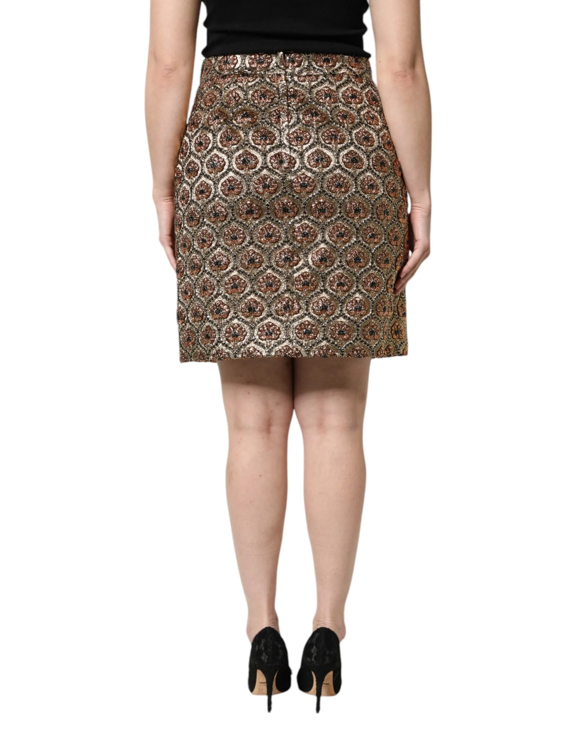 Jupe mini ligne A en brocart polyester Dolce & Gabbana pour femme