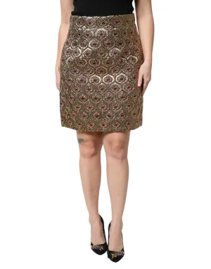 Jupe mini ligne A en brocart polyester Dolce & Gabbana pour femme