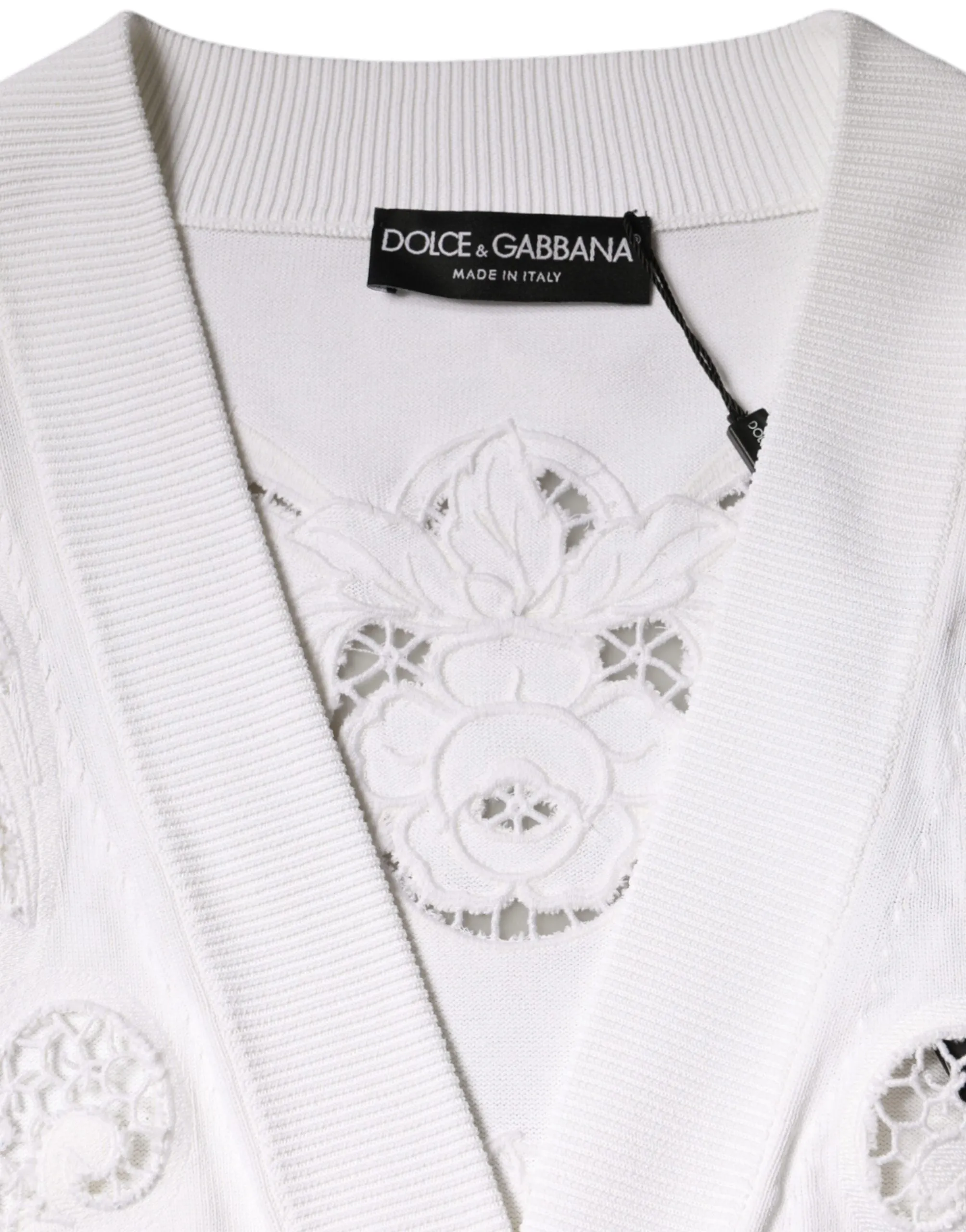 Dolce & Gabbana Cardigan Femme en Viscose à Motifs Floraux et Découpes