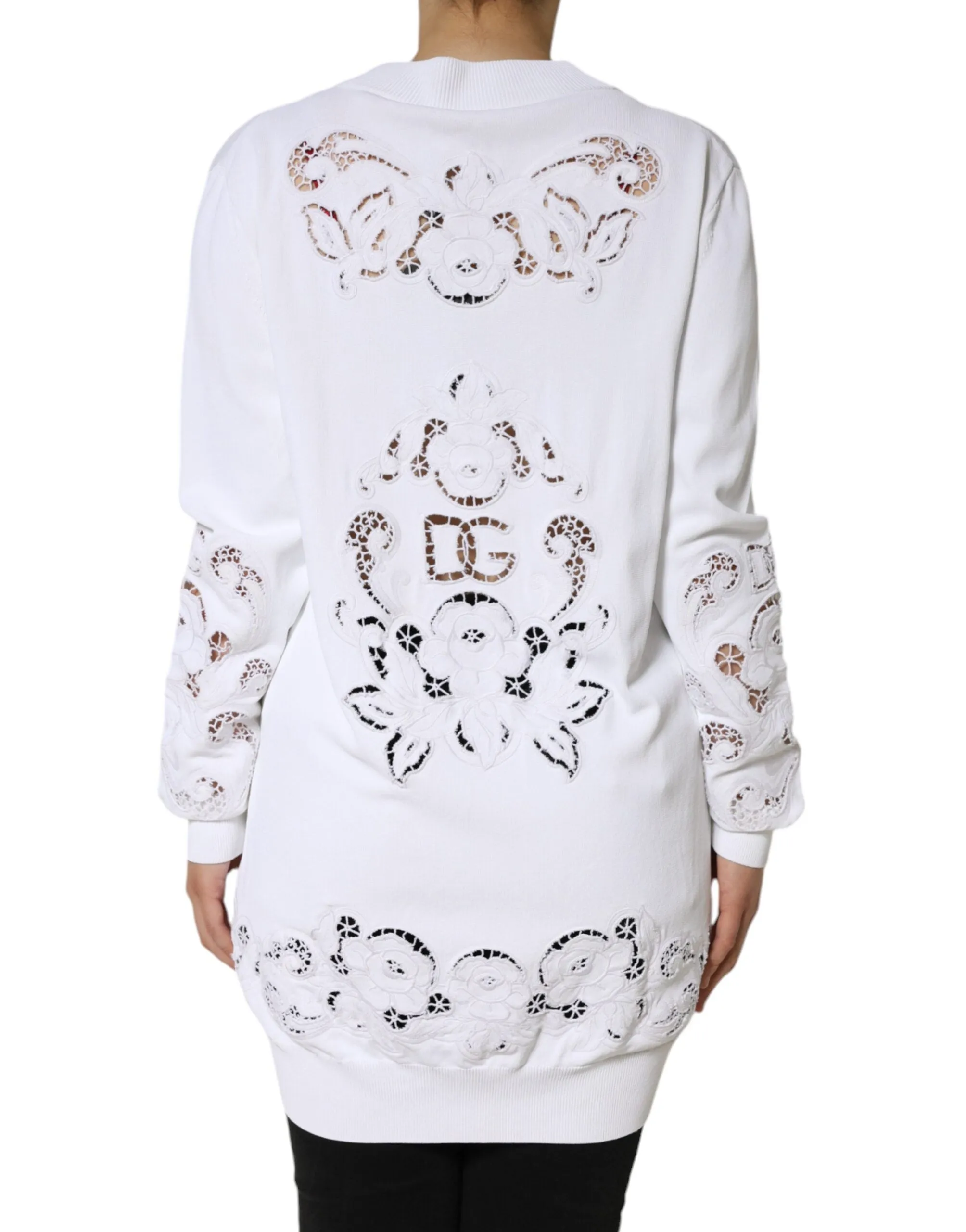 Dolce & Gabbana Cardigan Femme en Viscose à Motifs Floraux et Découpes