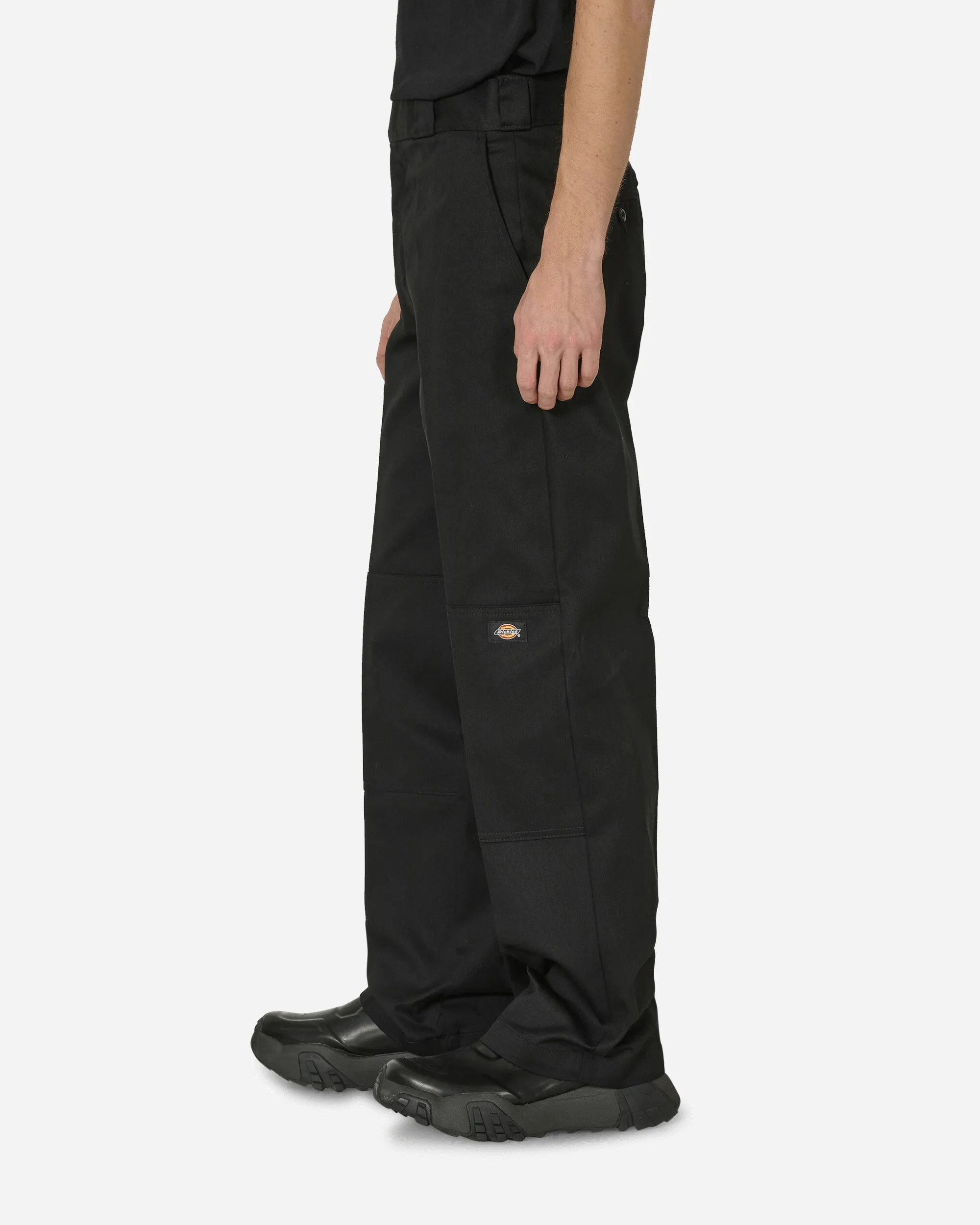 Double Knee Work Pants Black Embellishments Soft Band Design