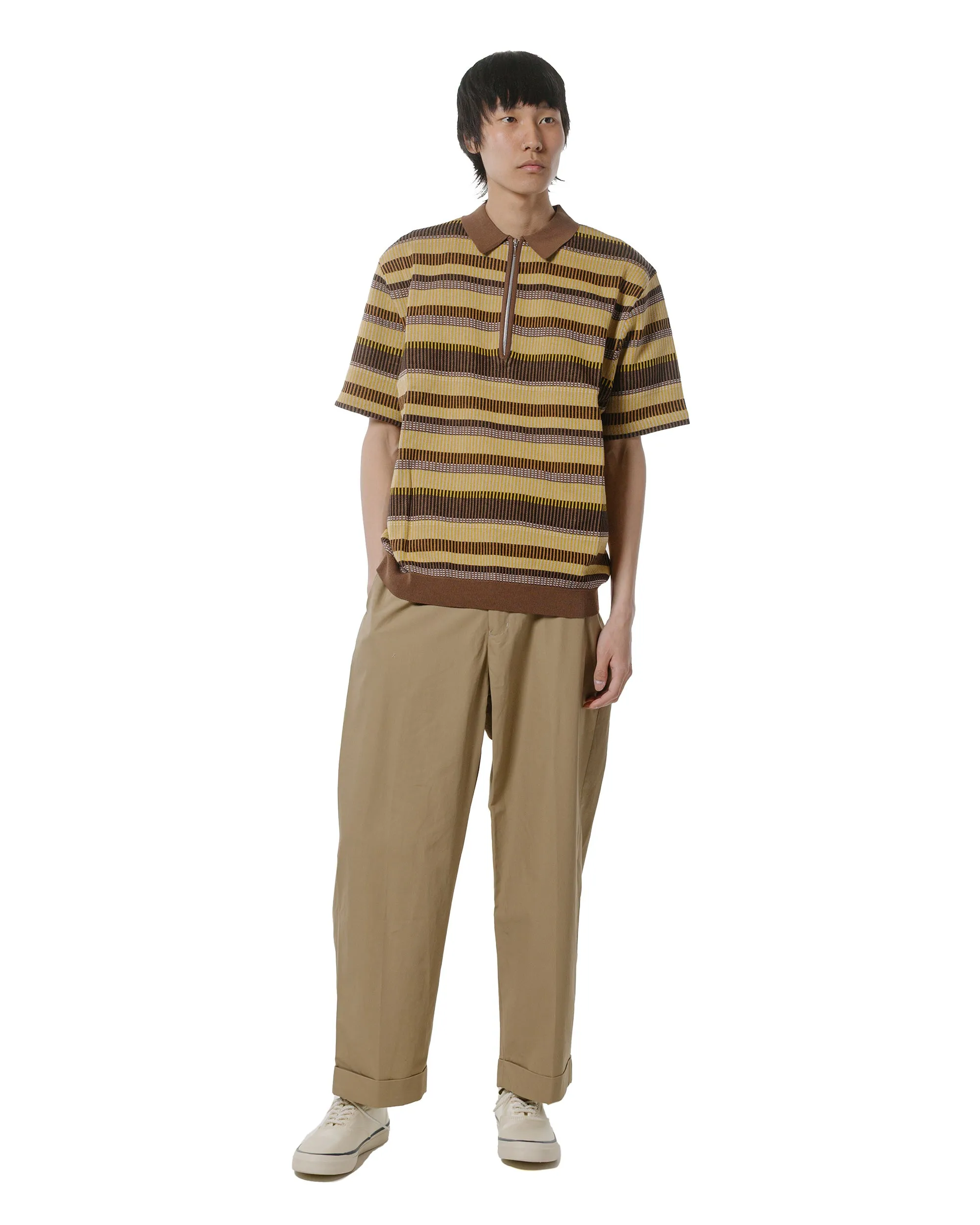 Slimming Beams Plus Ivy Trousers Wide High Density Cotton Beige