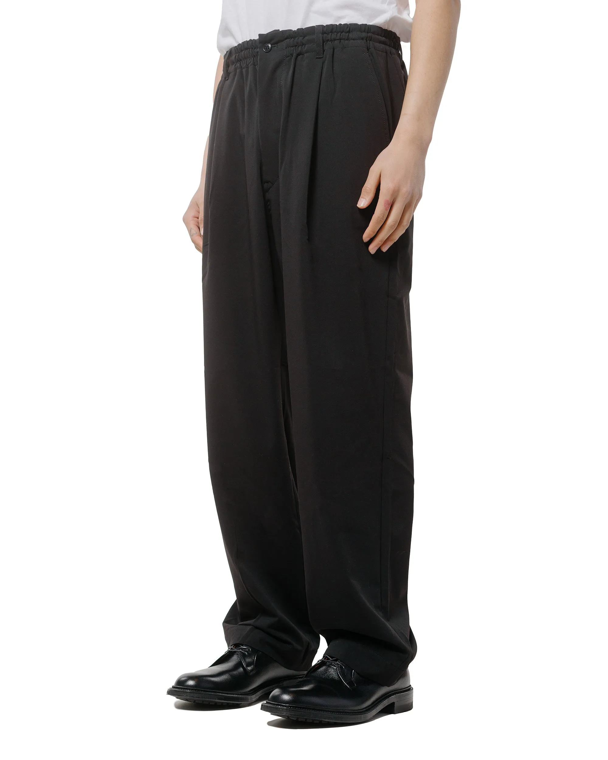 Comfortable Elastic Substance Rhinestone Feature Sage De Cret Polyester/Rayon Twill Single Pleated Wide Pants Black