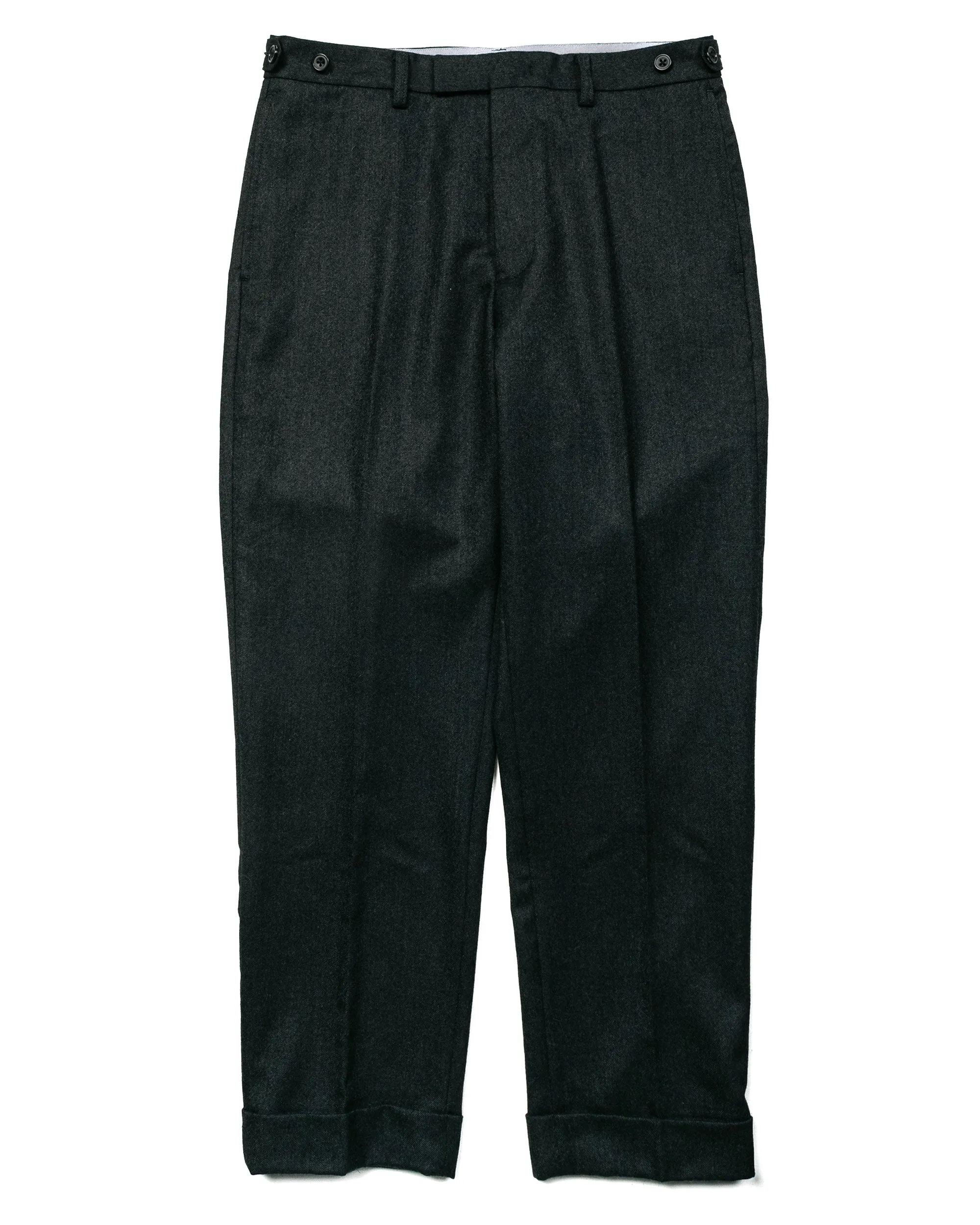 Beams Plus Ivy Trousers Ankle-Cut Flannel Charcoal Grey Anti-Fake Diplomas