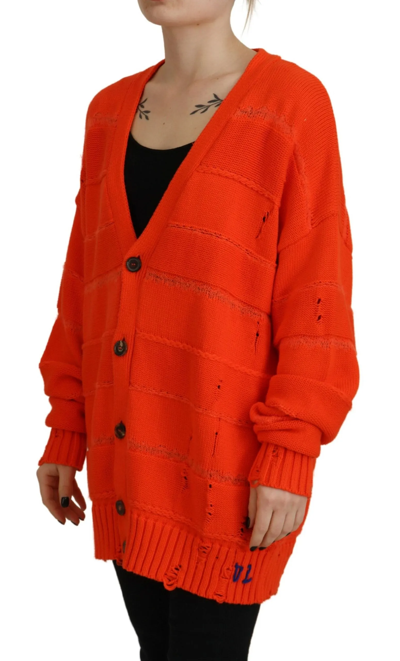 Dsquared Cardigan en coton tricoté à boutons pour femme (Occasion)