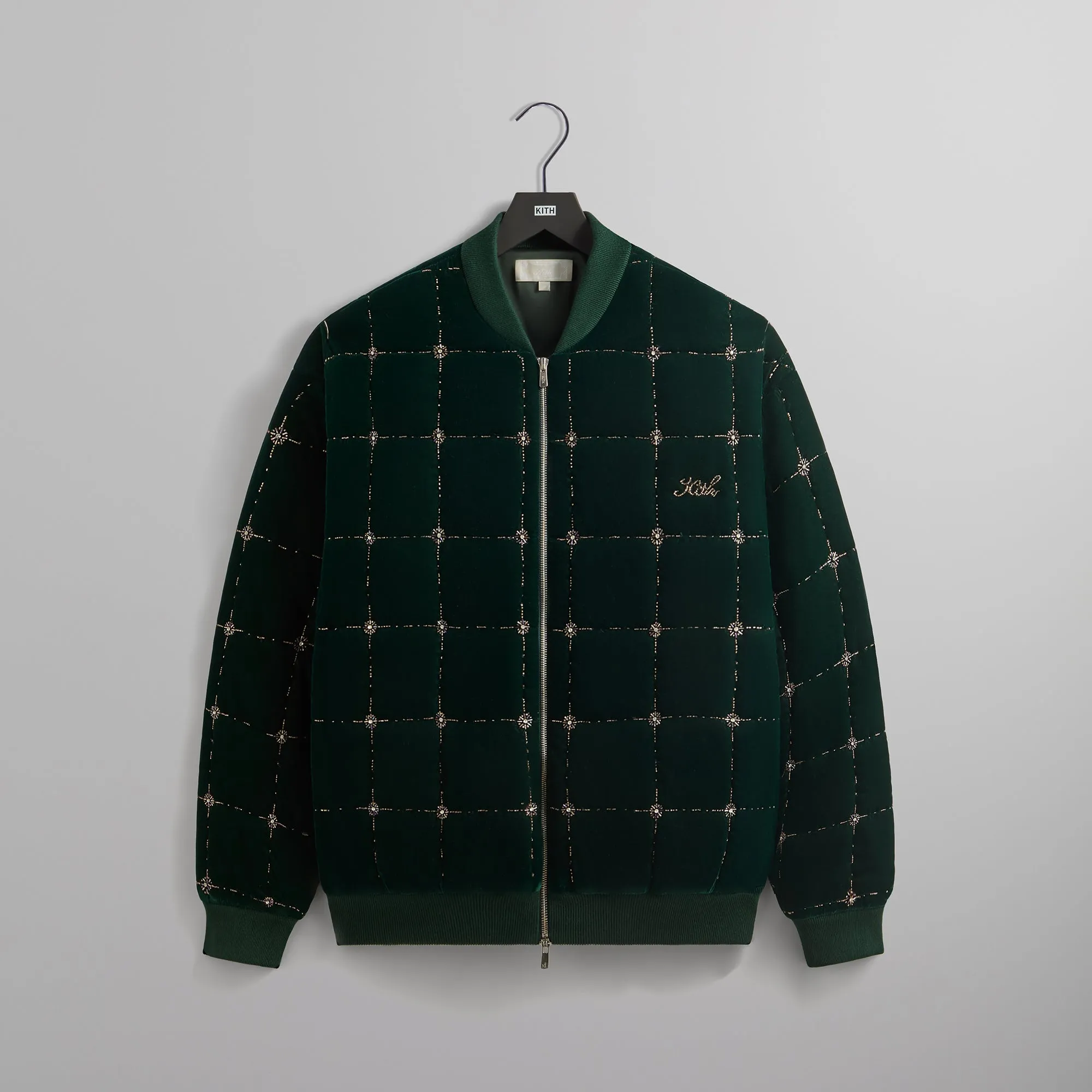Comfortable Fleece Premium Quality Index Kith Beaded Velvet Clay Bomber Jacket - Stadium