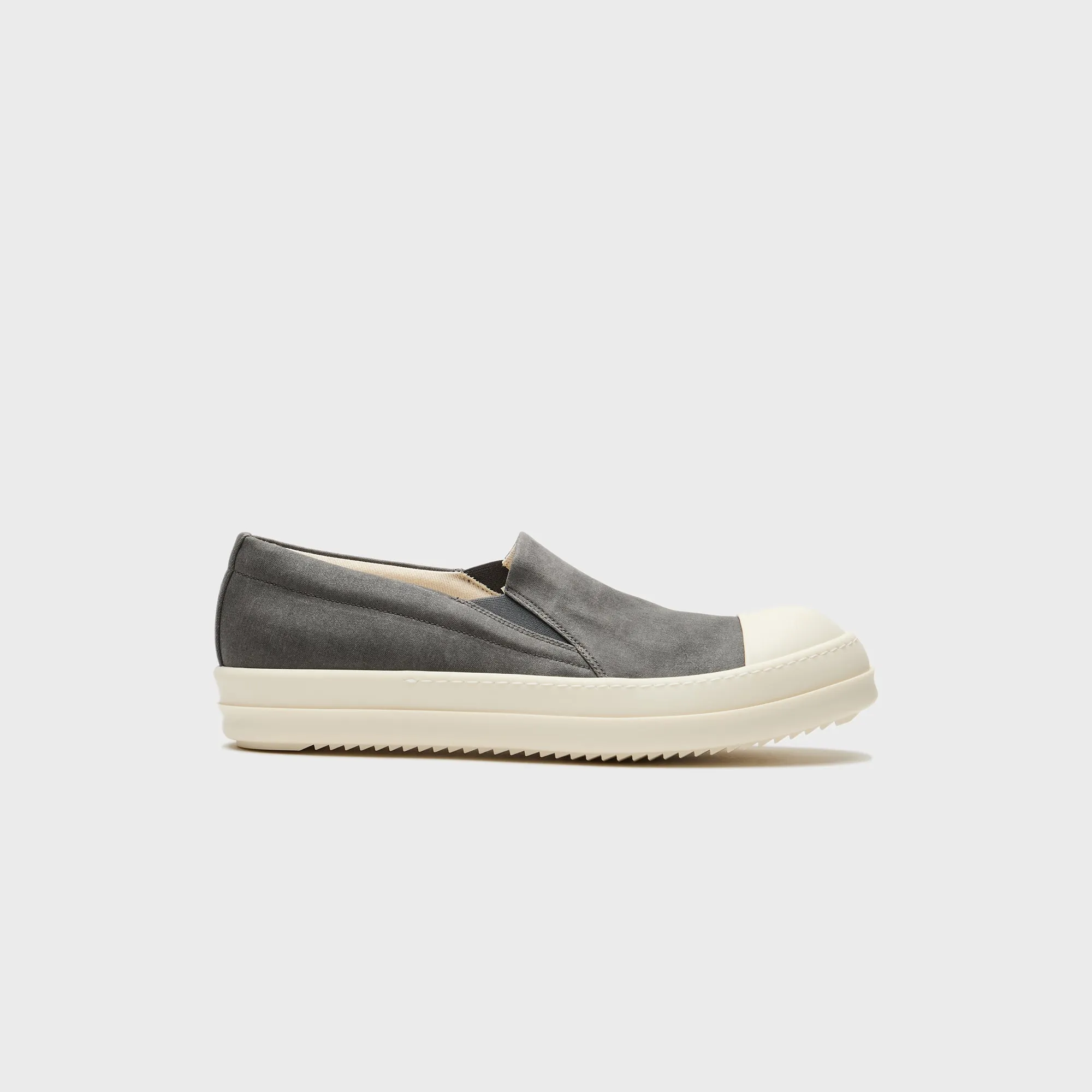 Economical Rick Owens Boat Sneaks Scarpe In Denim - Dark Dust / Milk / Milk