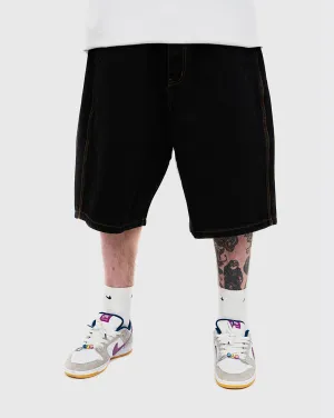 Butter Goods Baggy Denim Shorts - Washed Black Comfortable Flower