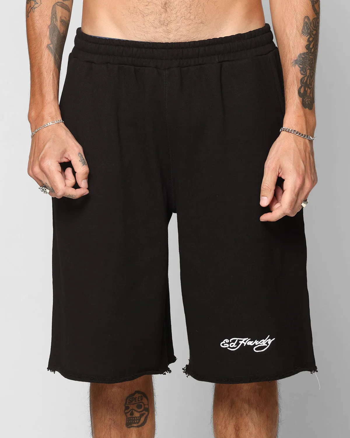 Ed Hardy Shorts en Polaire Large Noir
