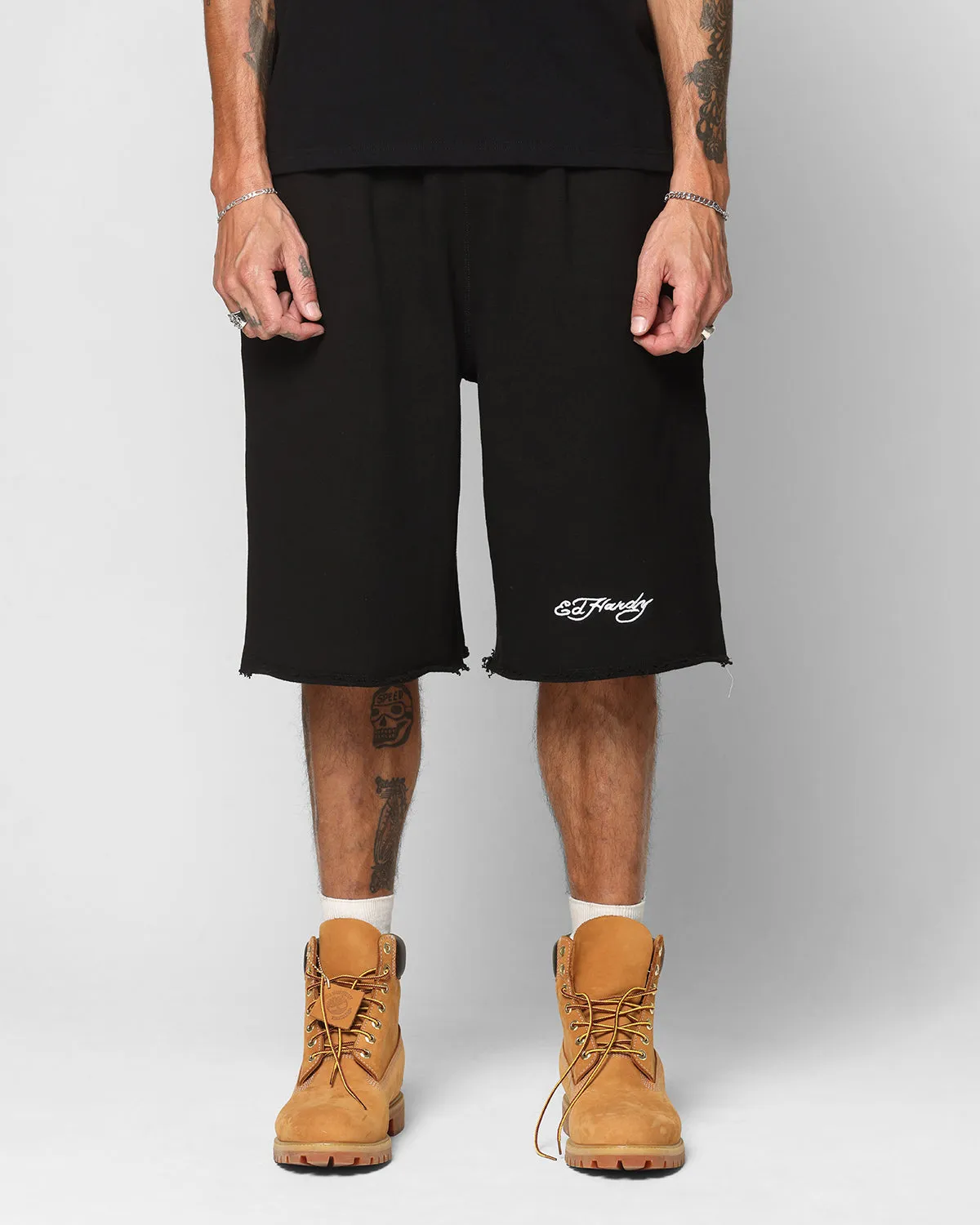 Ed Hardy Shorts en Polaire Large Noir