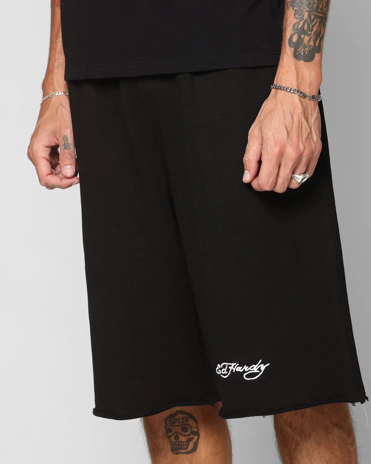 Ed Hardy Shorts en Polaire Large Noir