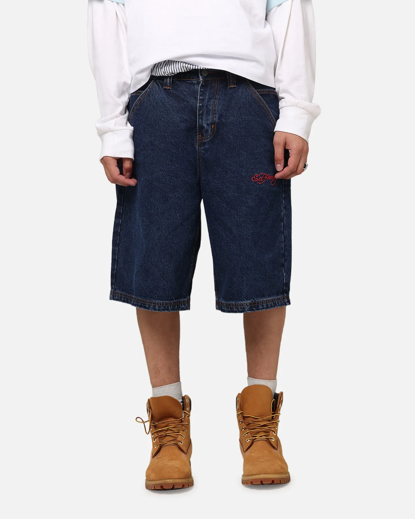 Ed Hardy Brave Hearts Shorts en Jean Indigo