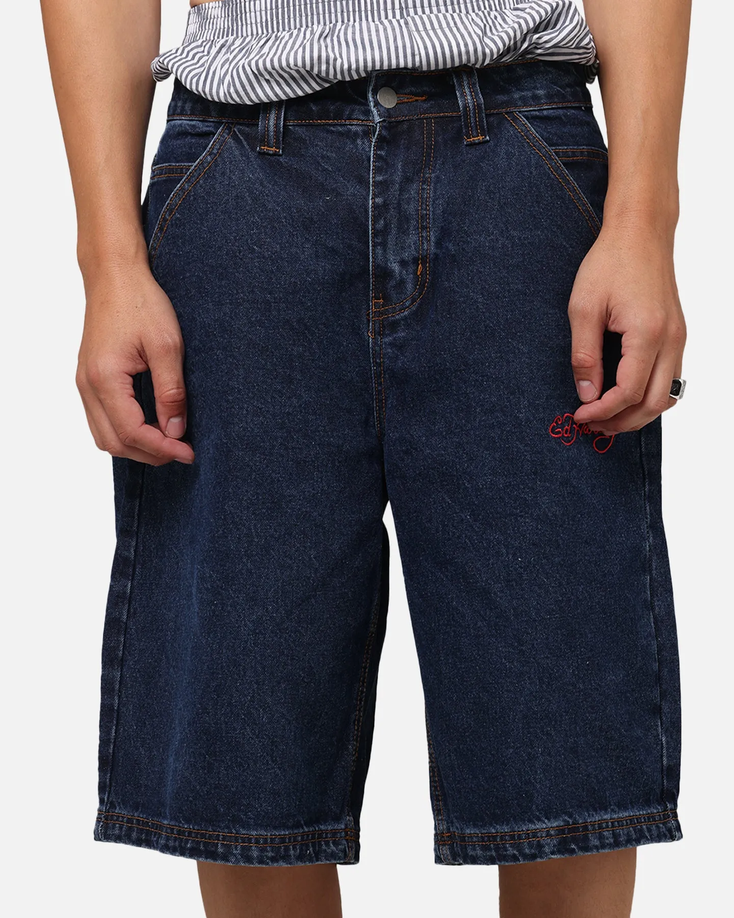 Ed Hardy Brave Hearts Shorts en Jean Indigo