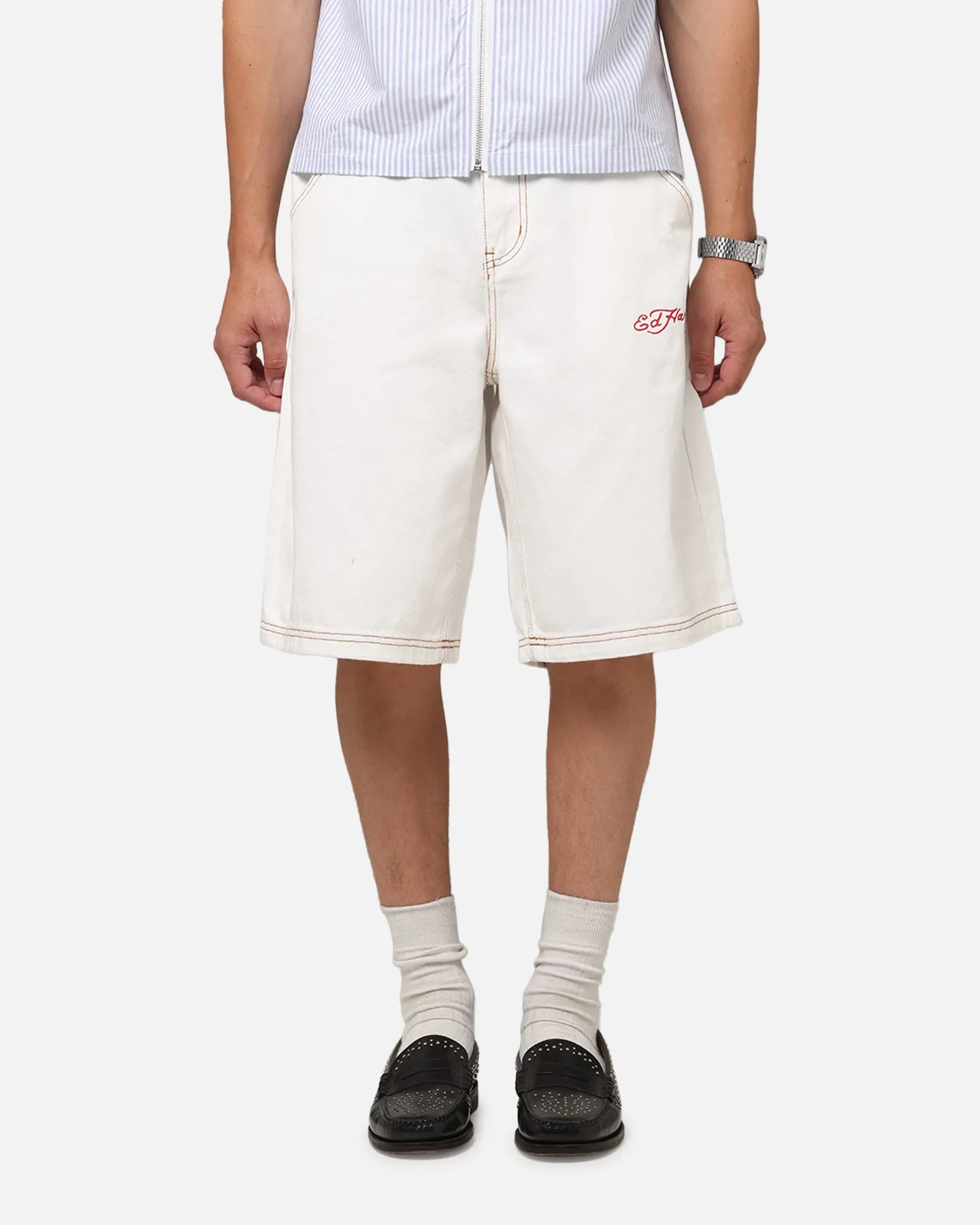 Ed Hardy Shorts en Jean Tigre Blanc Cassé