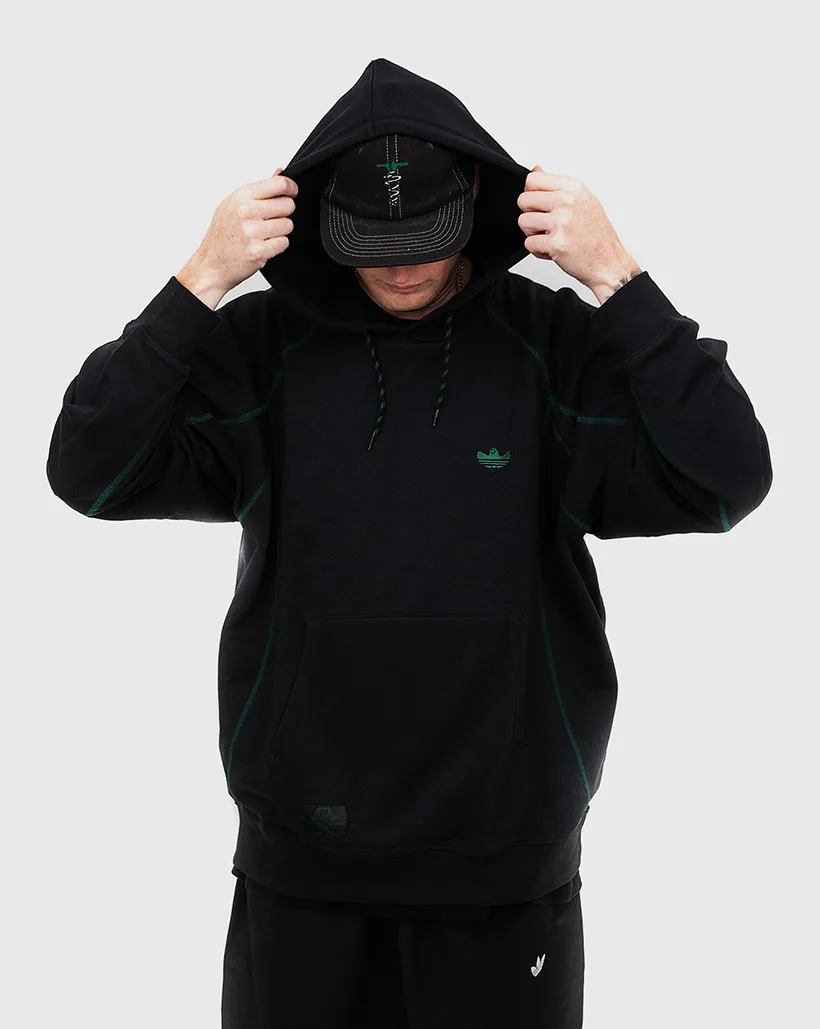 Adidas Shmoo Featherweight Hoodie - Black/Dark Green Elbow Patches Comfortable Hiking Shoes