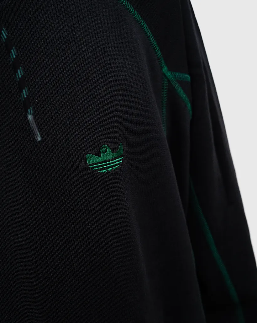 Adidas Shmoo Featherweight Hoodie - Black/Dark Green Comfortable Elastic Hypoallergenic