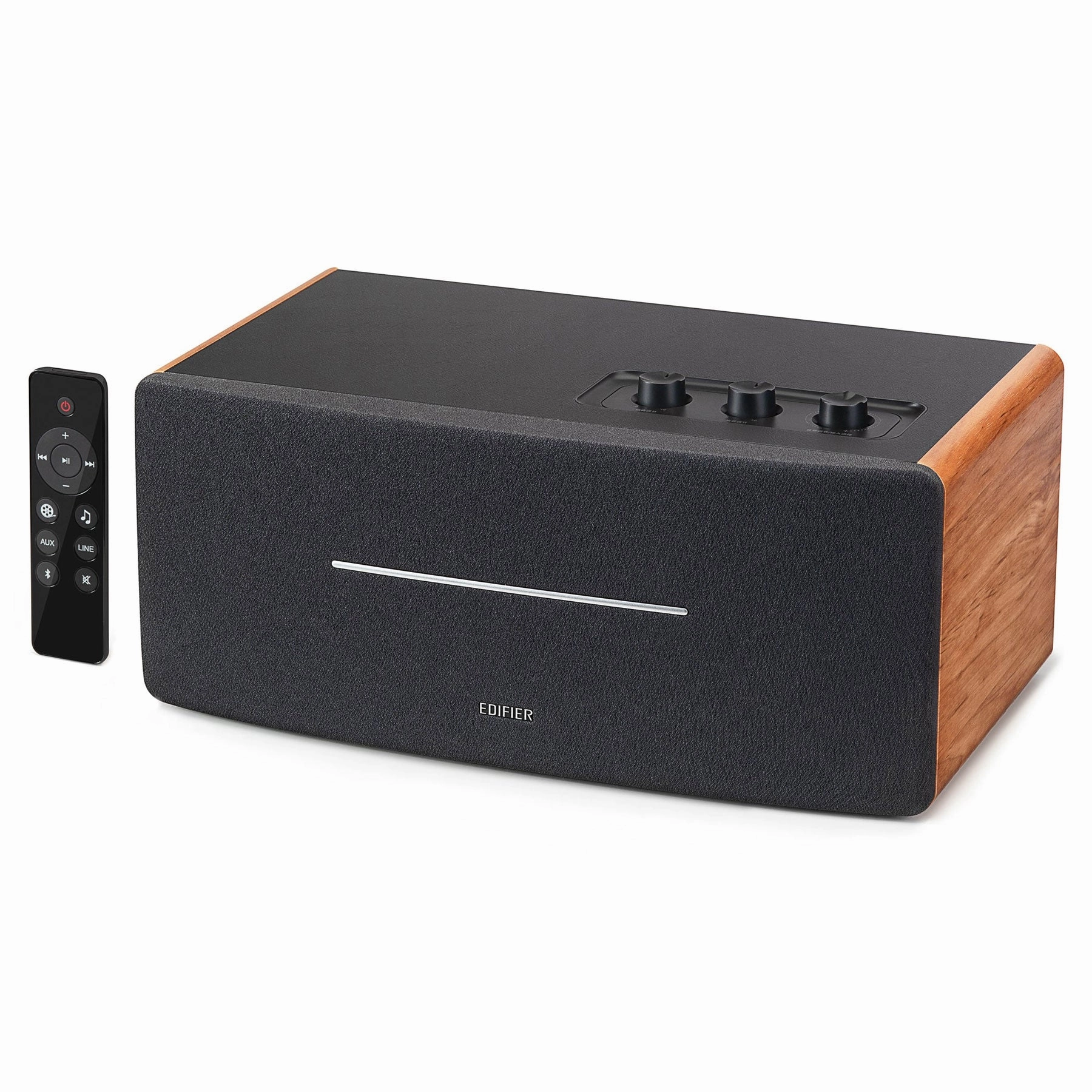 Edifier: D12 Stereo Speaker w/ Bluetooth - Wood Brown