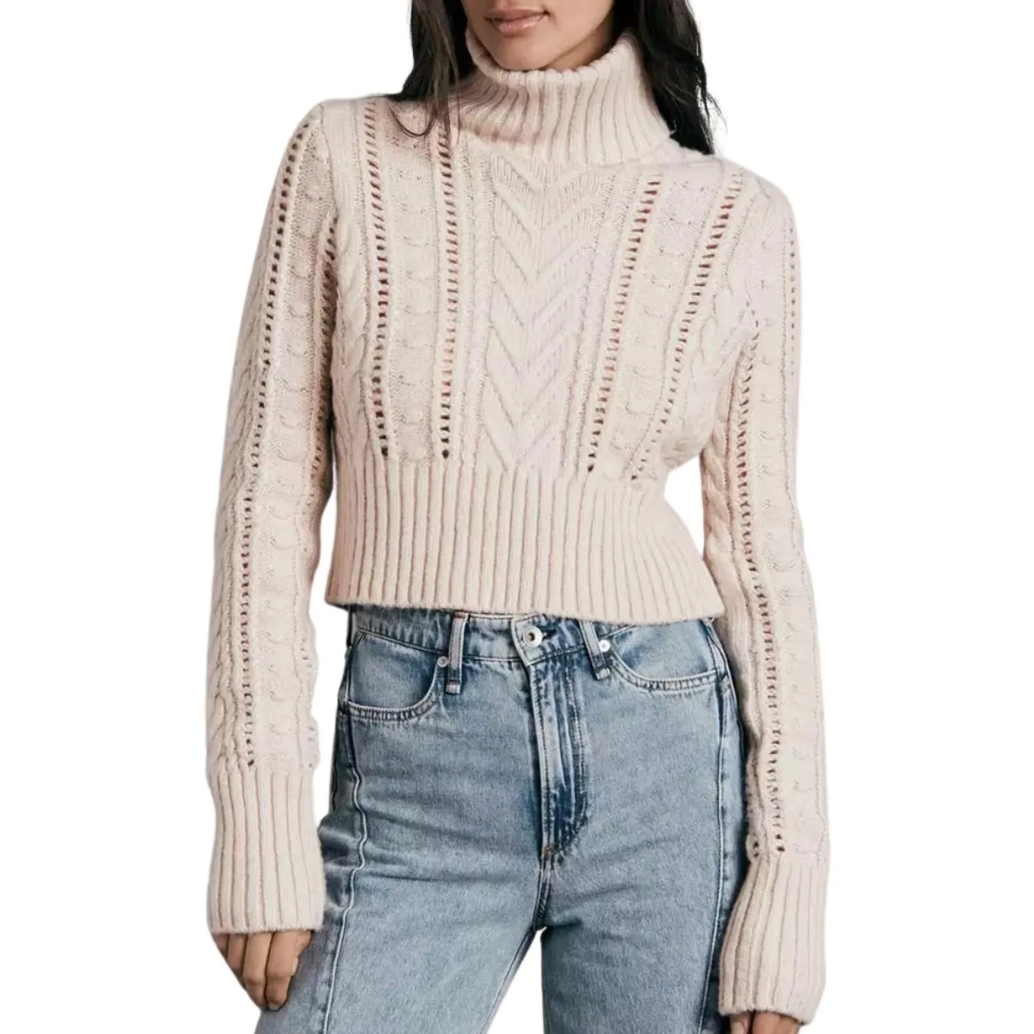Pull col roulé en laine Elizabeth Wool couleur ivoire