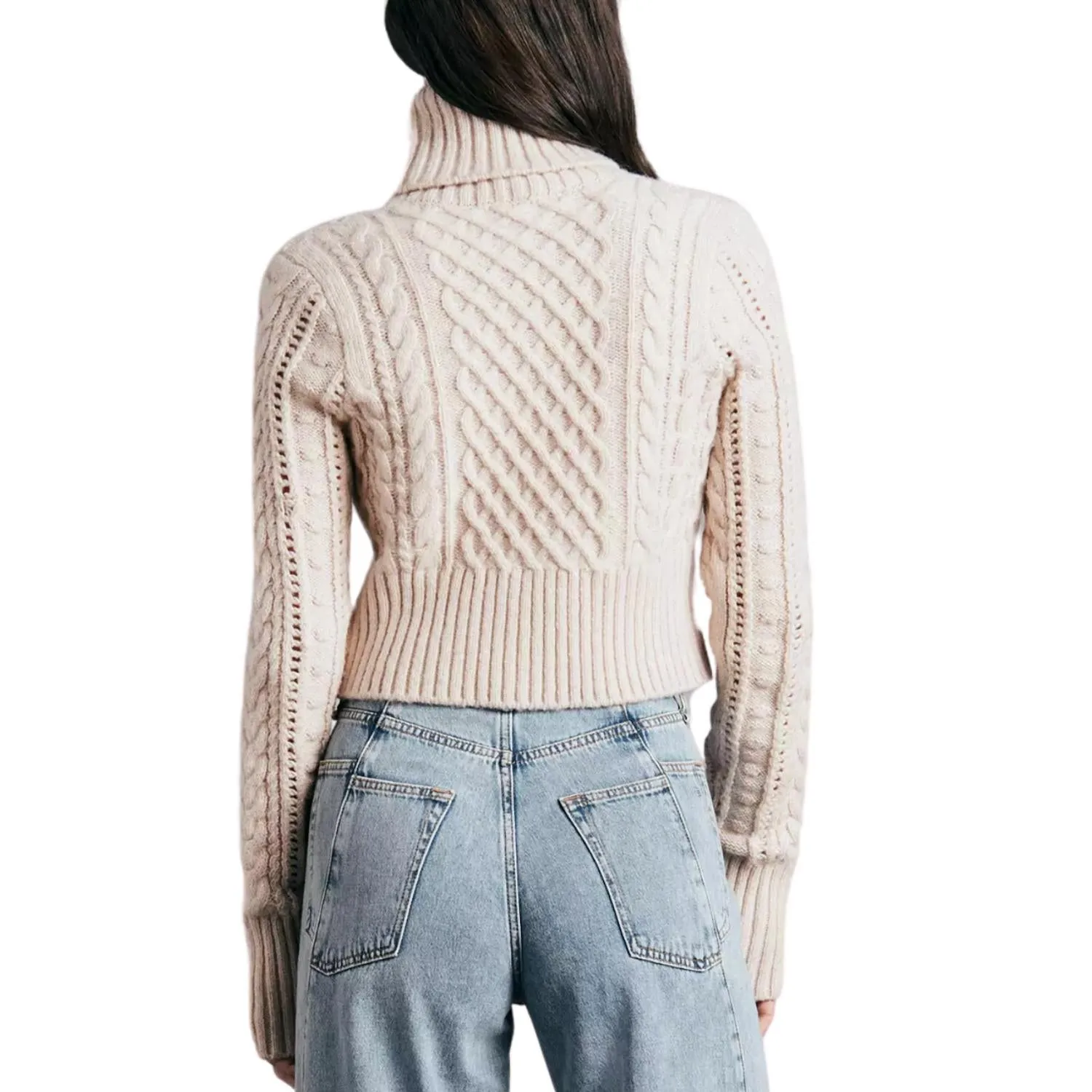 Pull col roulé en laine Elizabeth Wool couleur ivoire