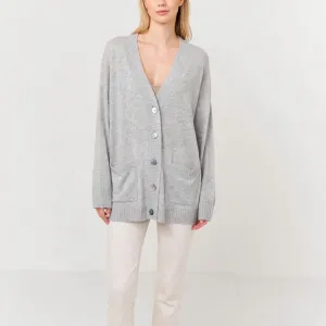 Cardigan en cachemire brodé avec œil en Super Gris