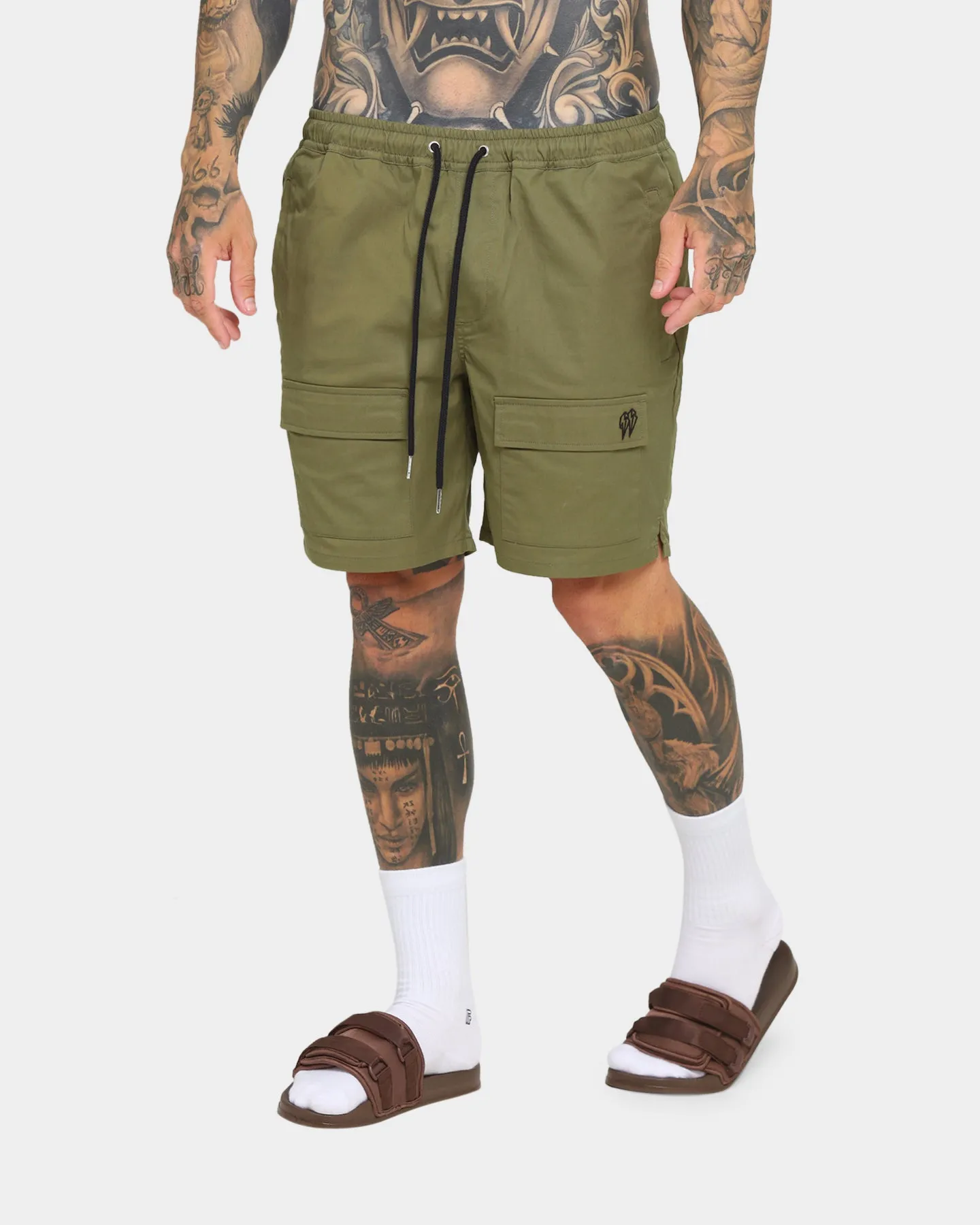 EN ES Short de plage utilitaire Vert kaki