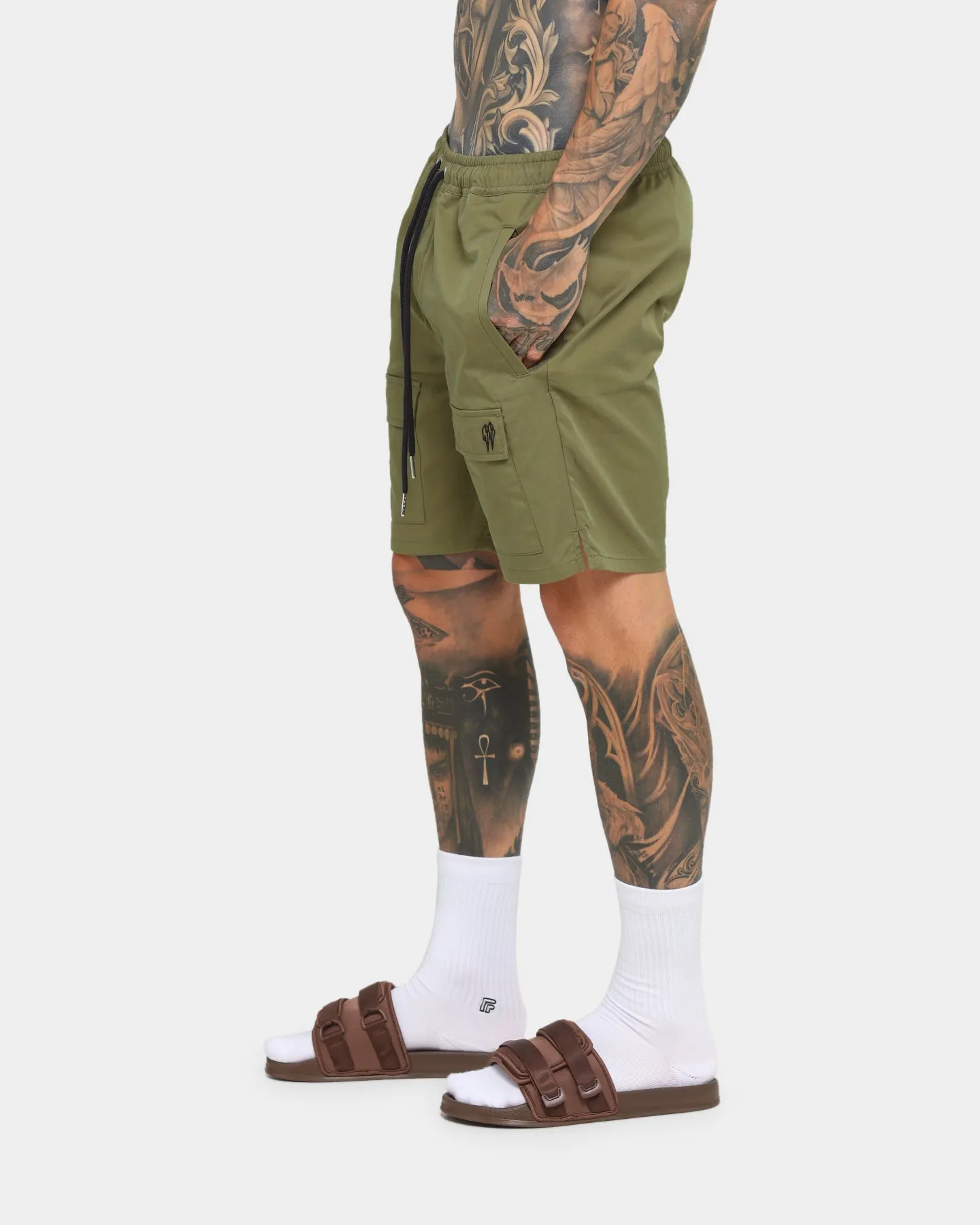 EN ES Short de plage utilitaire Vert kaki