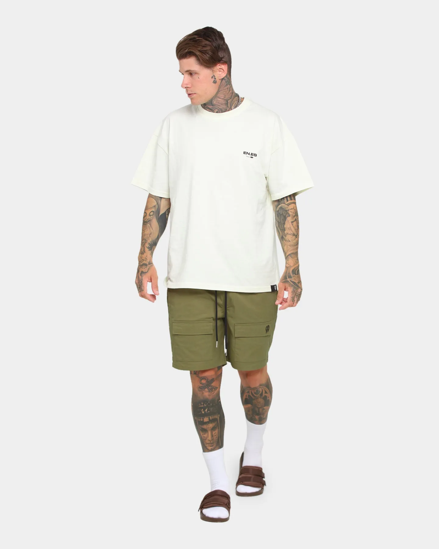 EN ES Short de plage utilitaire Vert kaki