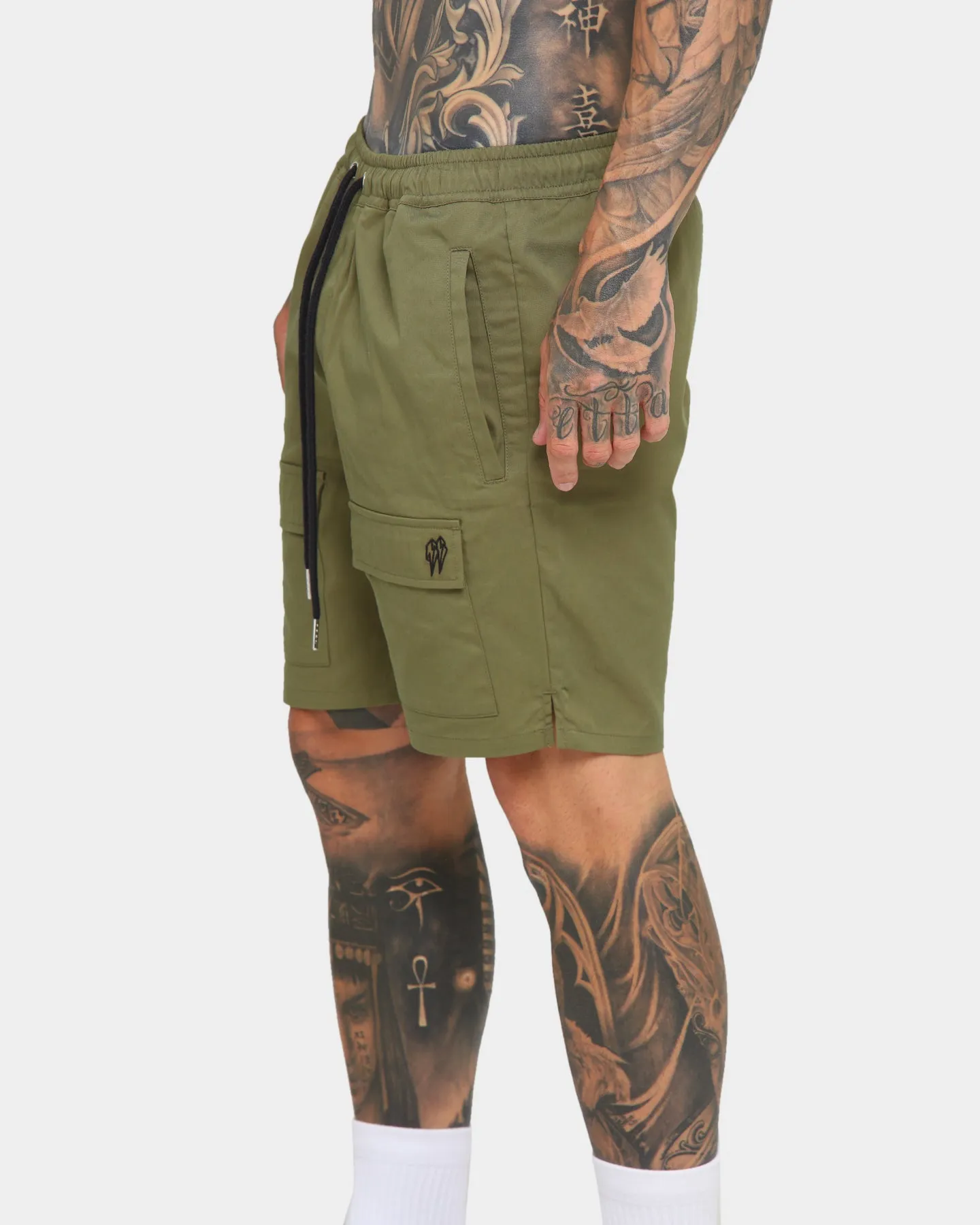 EN ES Short de plage utilitaire Vert kaki