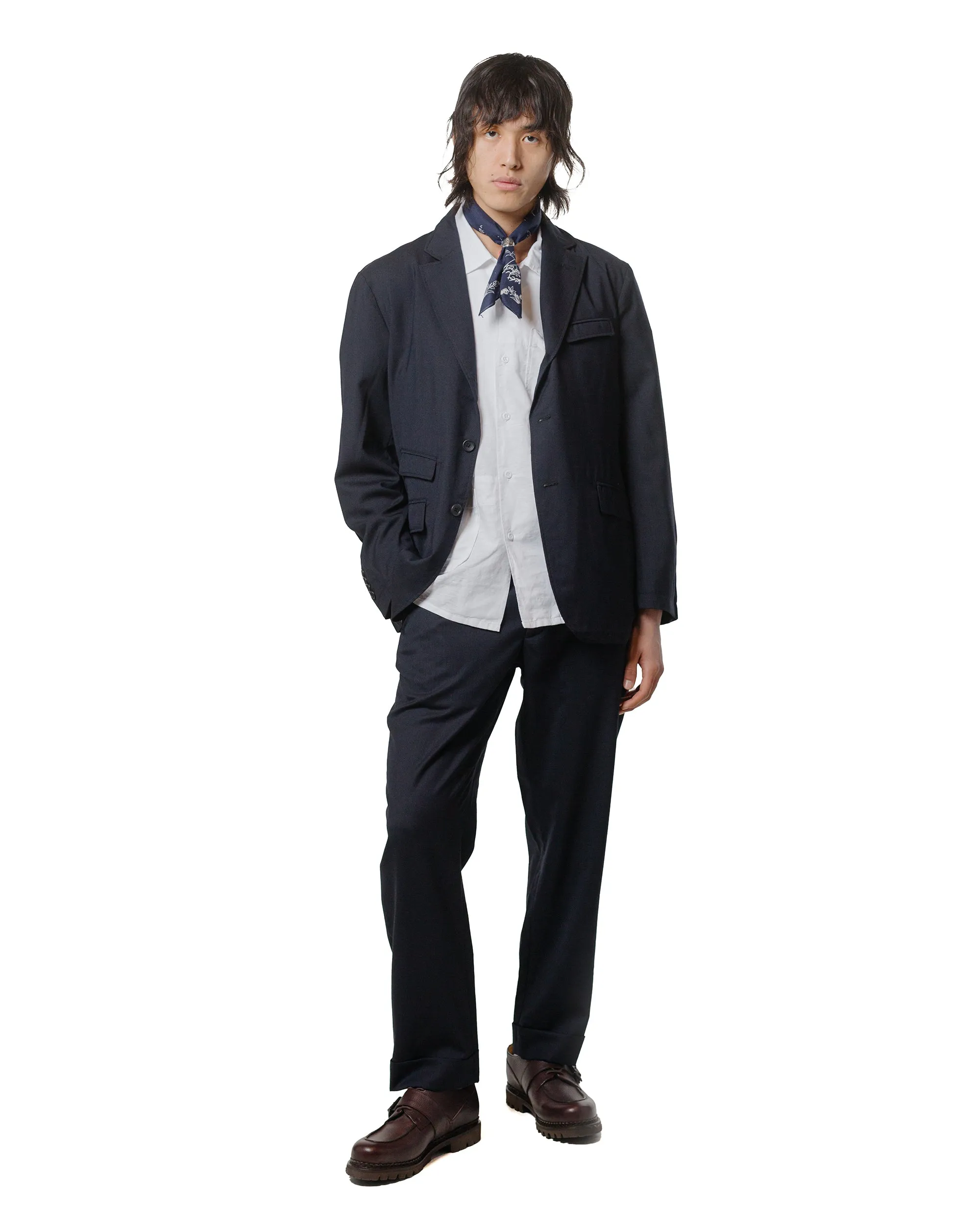 Intricate Embroidery Lotion Engineered Garments Andover Pant Dark Navy Tropical Wool