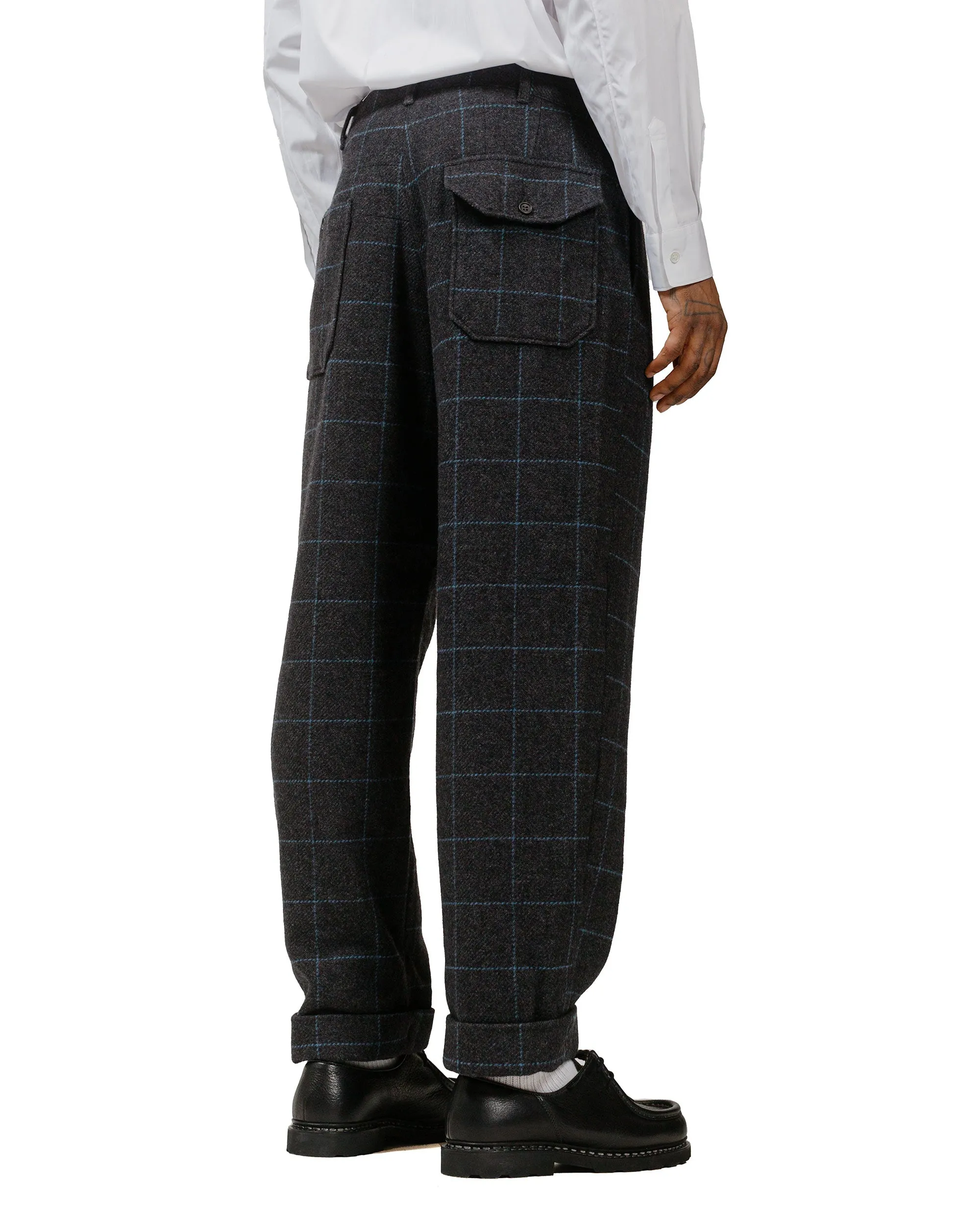 Engineered Garments Carlyle Pant Charcoal/Light Blue Wool Poly Windowpane Chrome