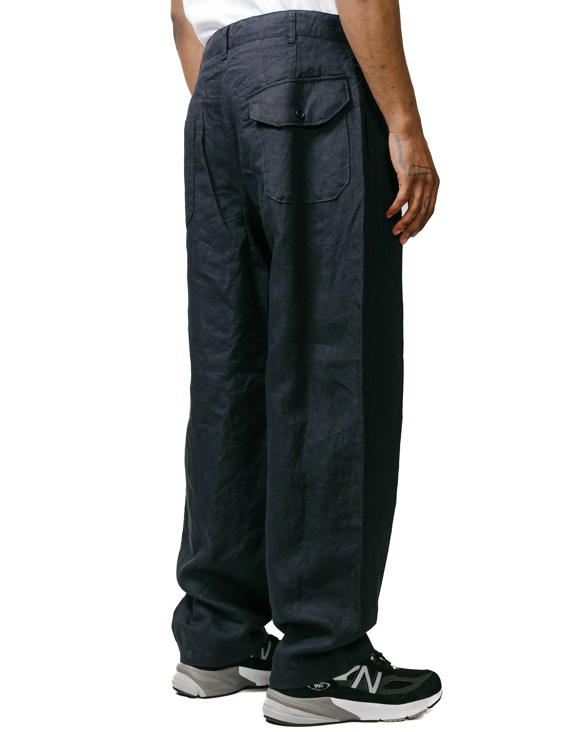 Engineered Garments Carlyle Pant Navy Linen Twill Break Resistant Moisturizing