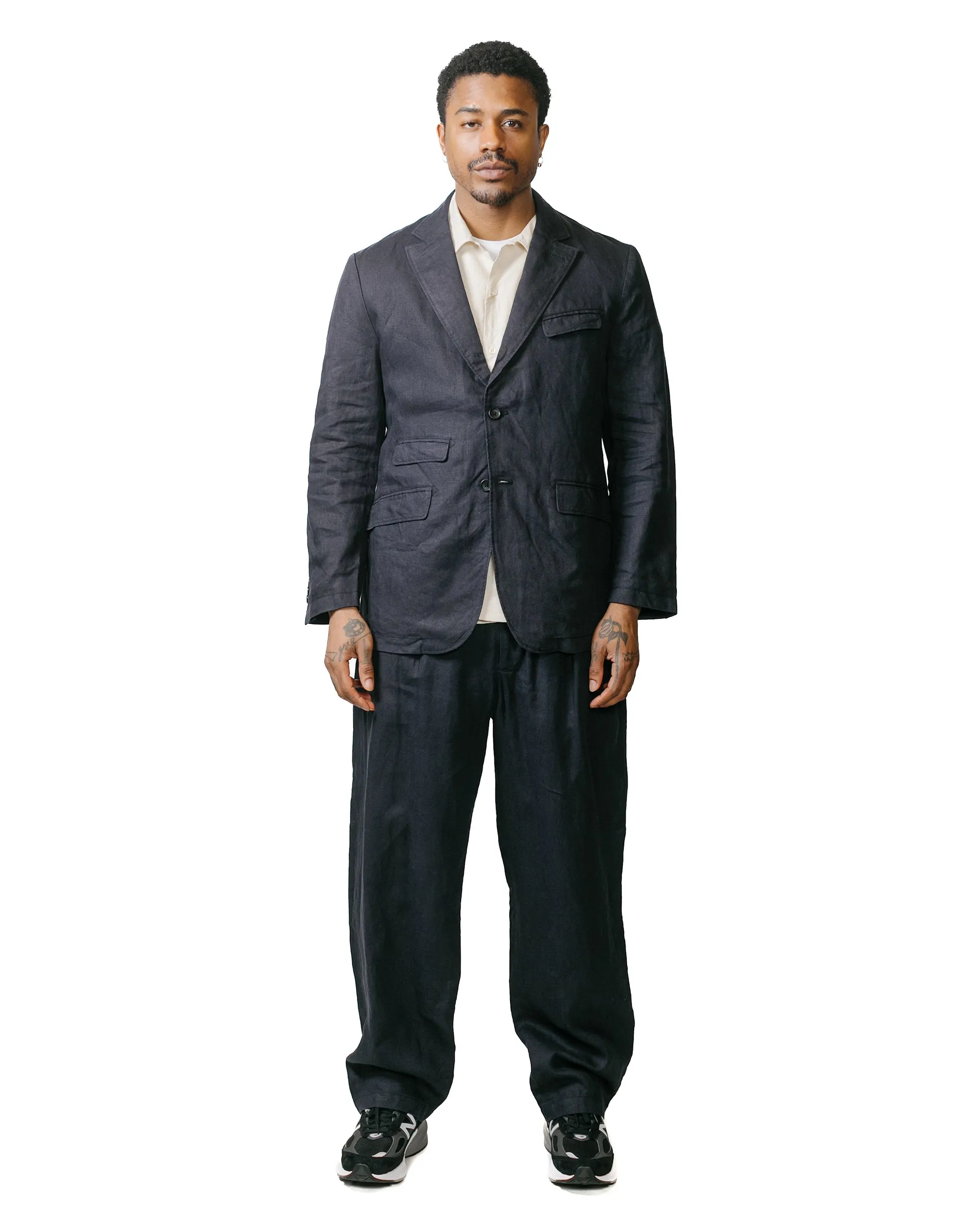 Engineered Garments Carlyle Pant Navy Linen Twill Knitwear Perfecting