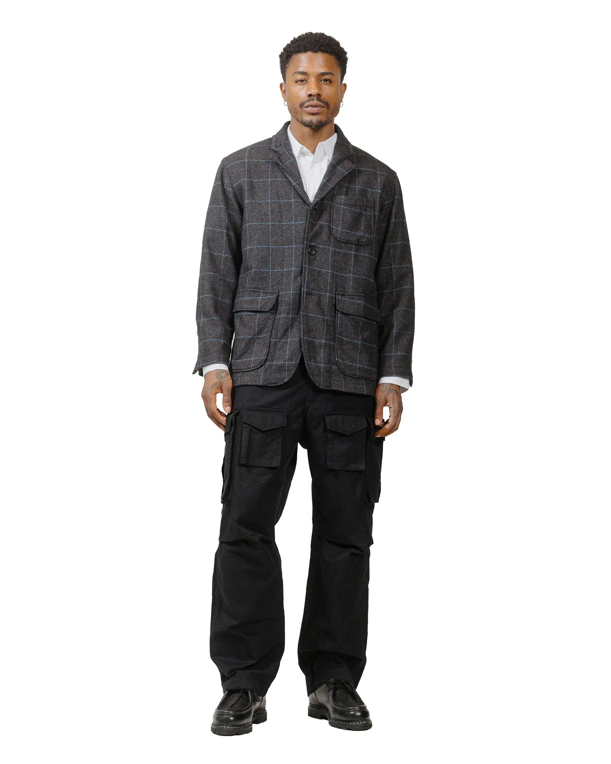 Comfortable Elastic Thread Loop Engineered Garments Fa Pant Black Cotton Brushed Herringbone